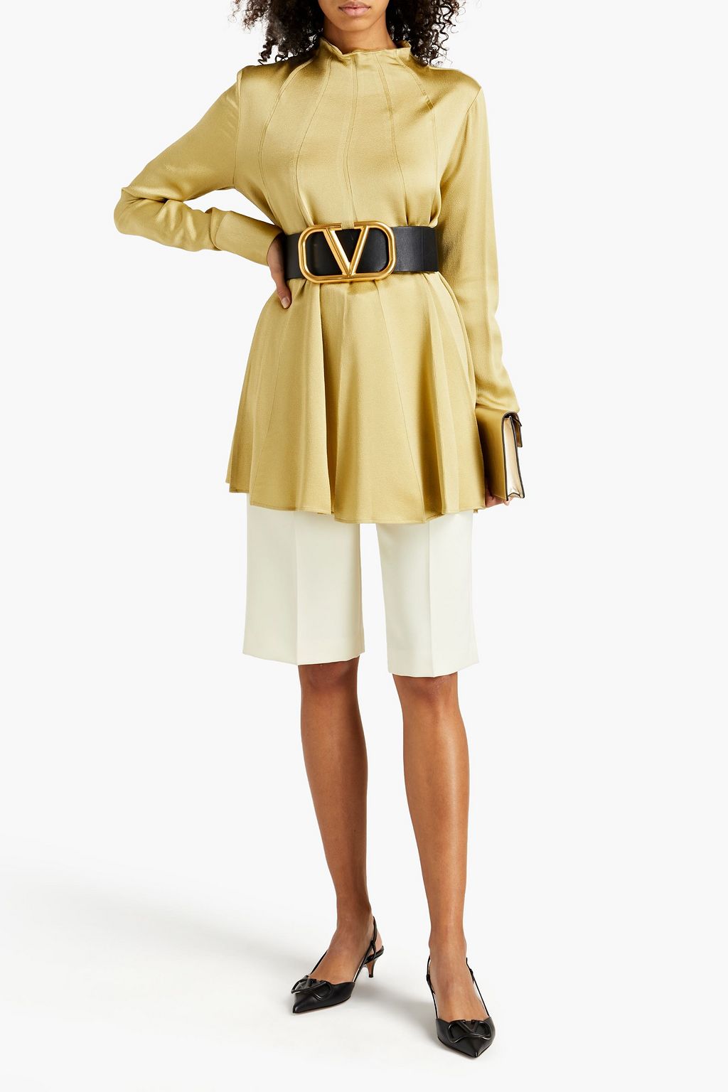 VALENTINO GARAVANI Pleated hammered-satin top