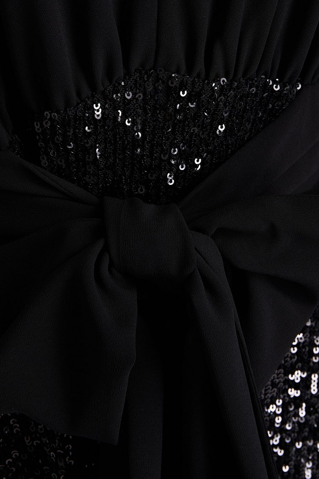 GIAMBA Belted chiffon-paneled sequined mesh dress