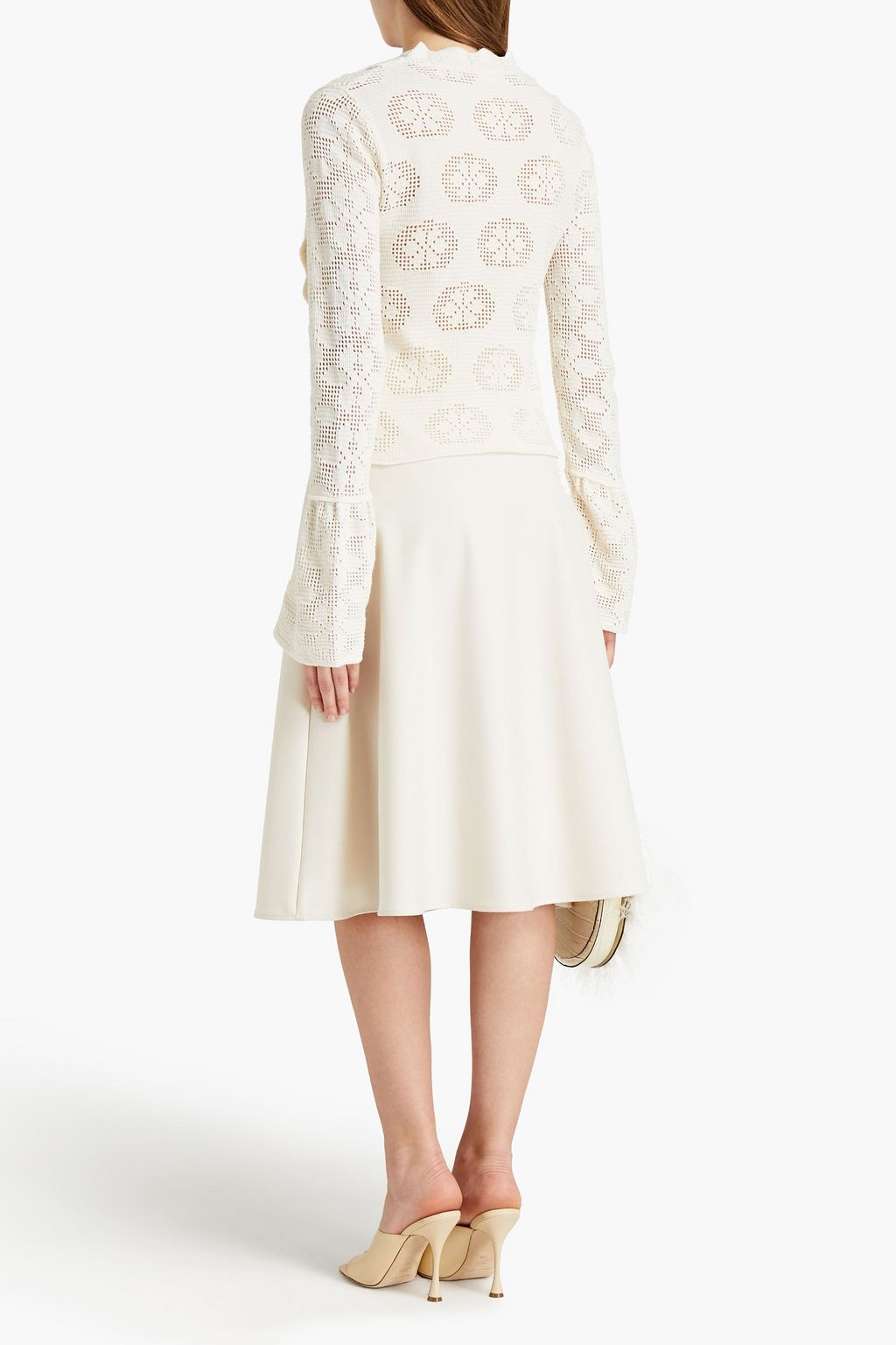 GIAMBA Ruffle-trimmed crocheted cotton-blend cardigan