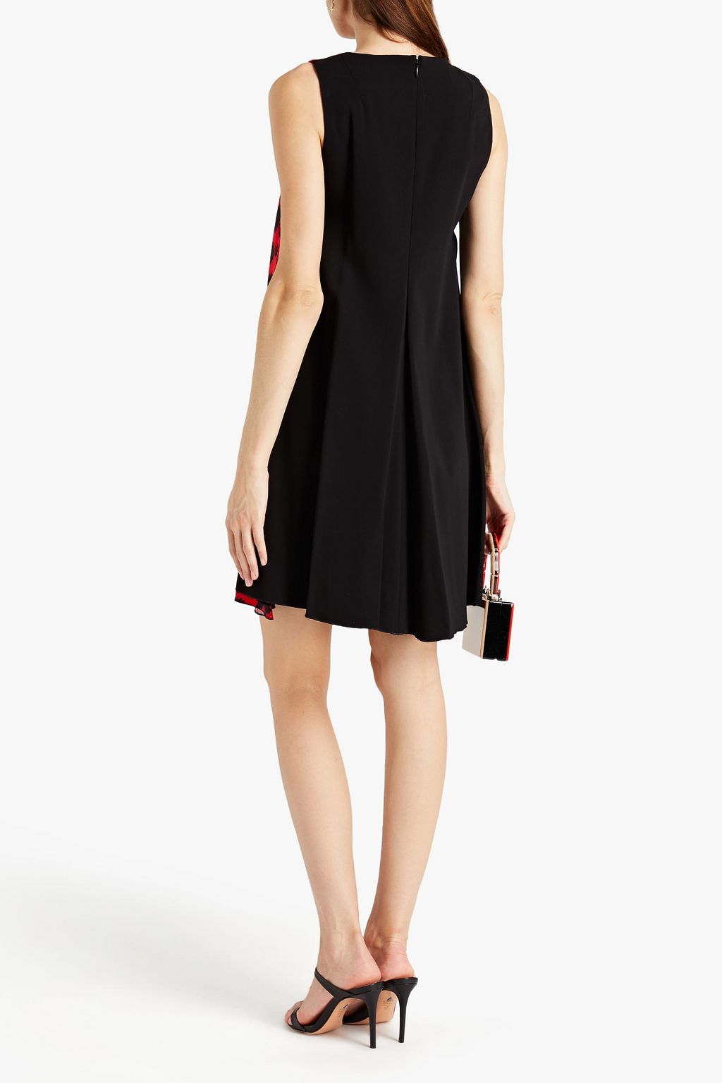 JUST CAVALLI Pleated printed crepe mini dress