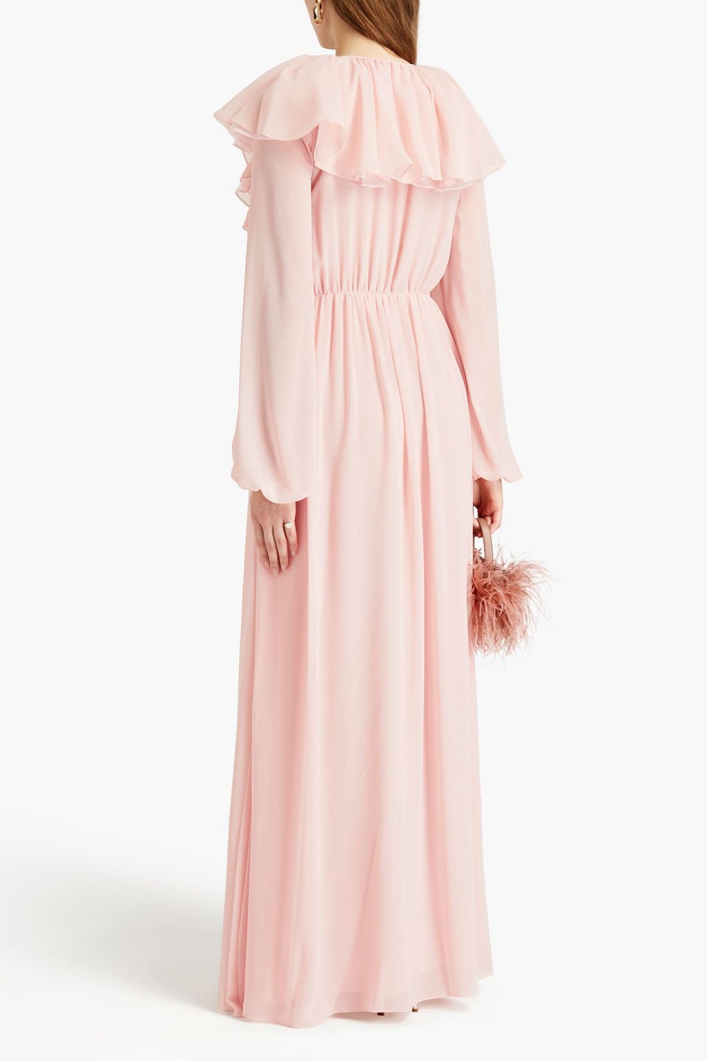 GIAMBA Layered ruffled gathered georgette gown