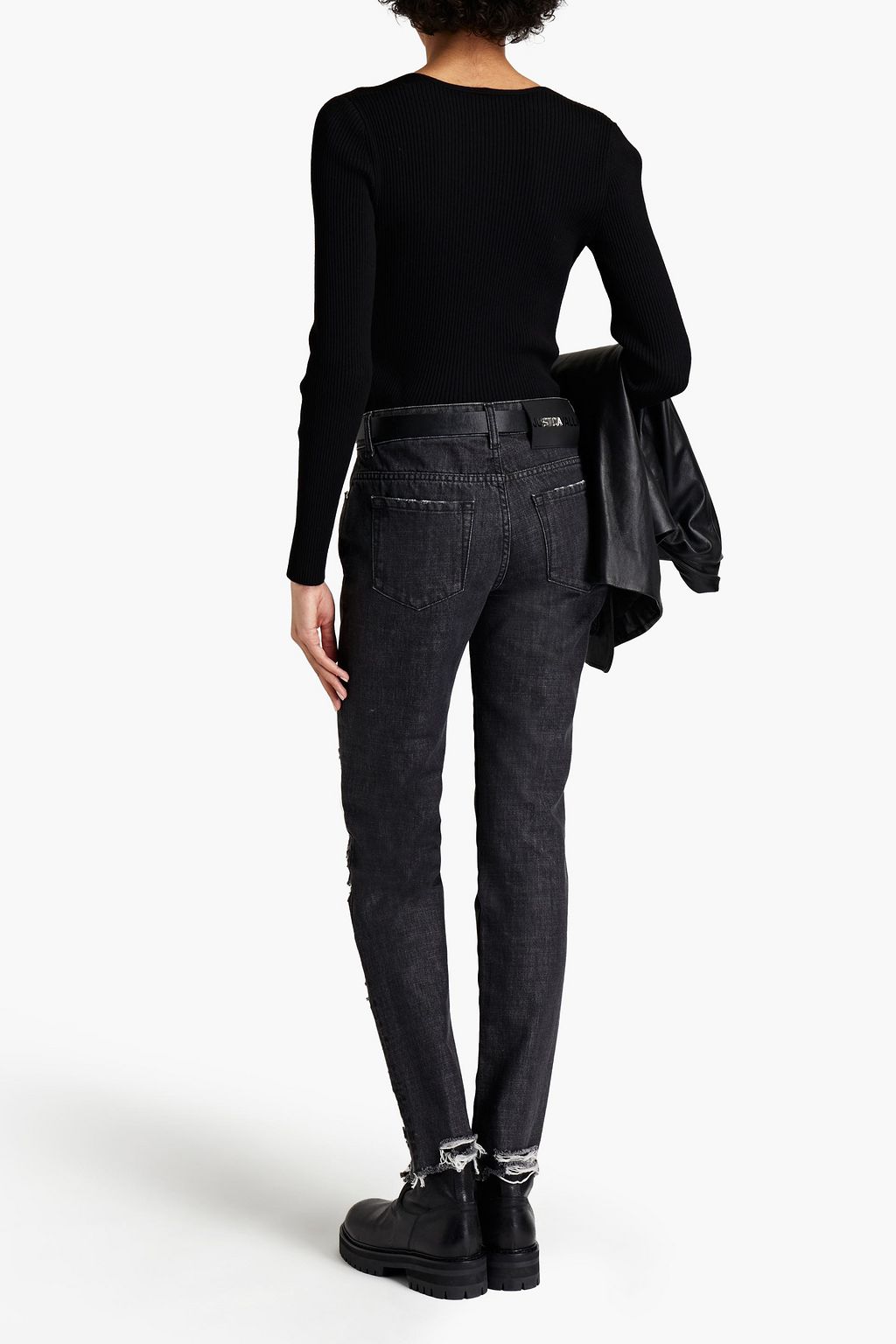 JUST CAVALLI Distressed mid-rise slim-leg jeans