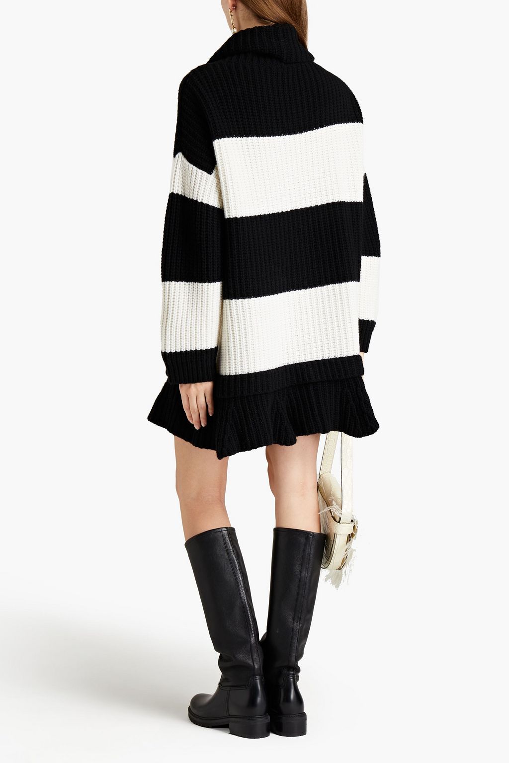 VALENTINO GARAVANI Striped wool turtleneck mini dress