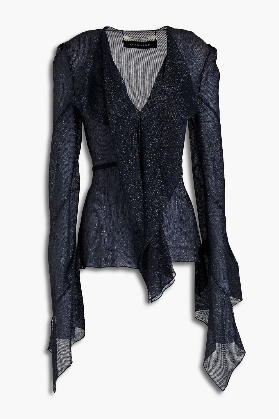 roland mouret - alcazar belted striped silk-blend chiffon blouse - blue - uk 10