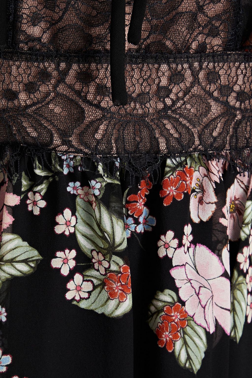 GIAMBATTISTA VALLI Cape-effect lace-trimmed floral-print silk-chiffon dress