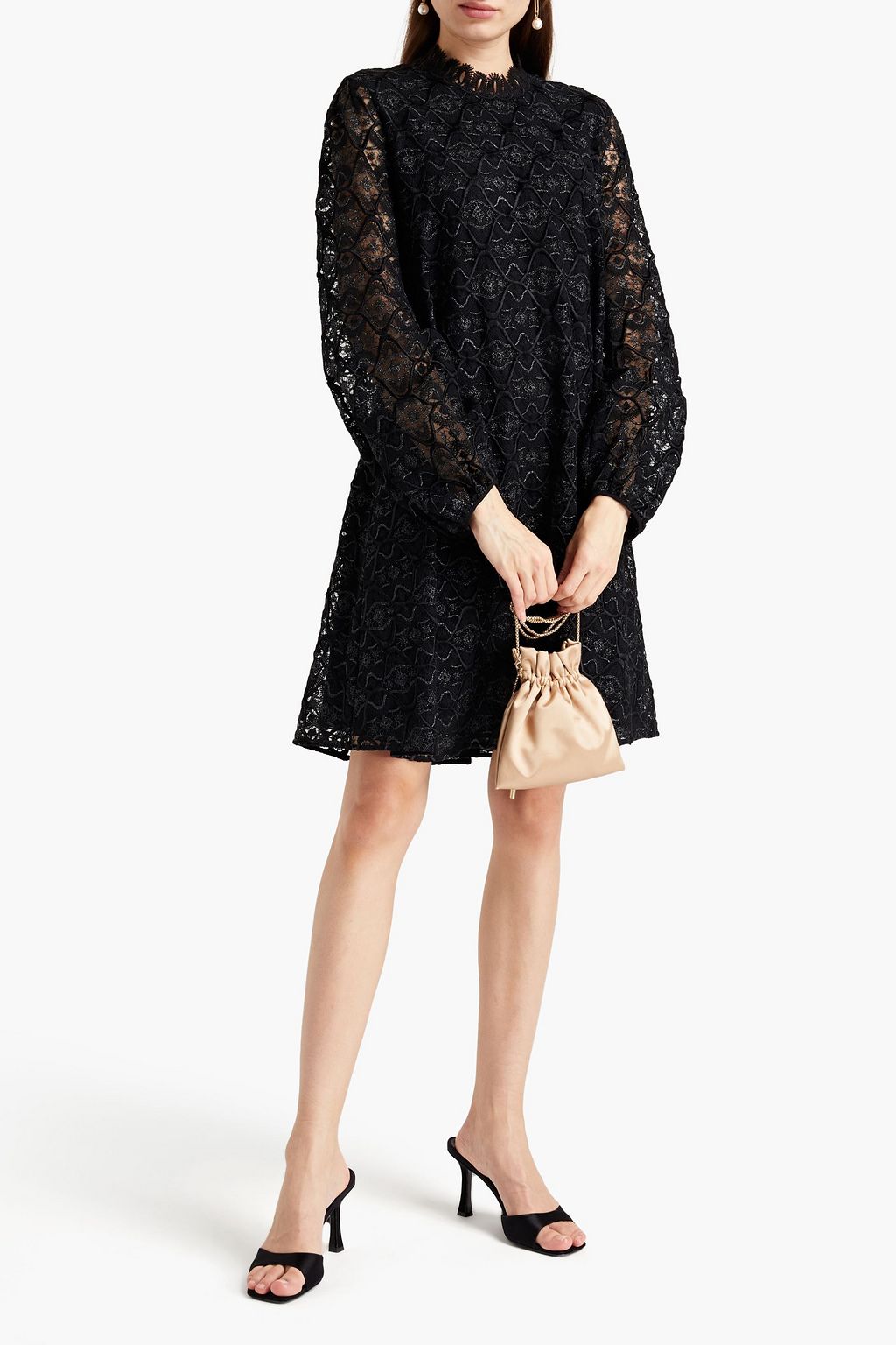 GIAMBA Metallic embroidered tulle dress