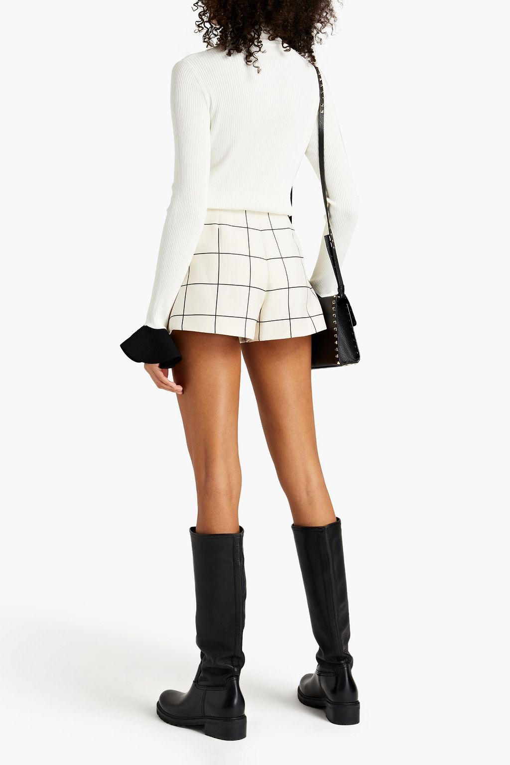 VALENTINO GARAVANI Fluted ribbed-knit turtleneck top