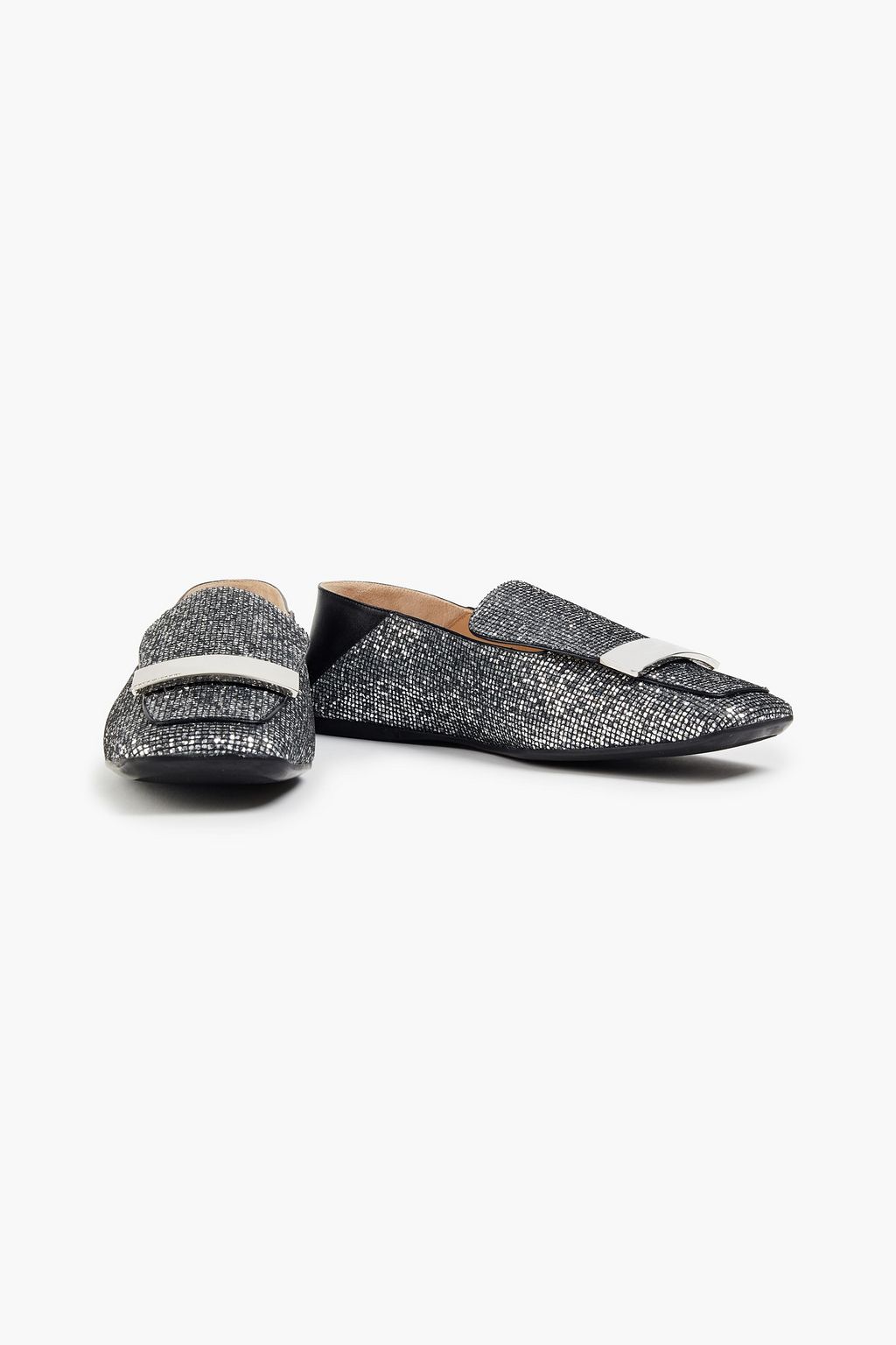 SERGIO ROSSI sr1 embellished woven collapsible-heel loafers