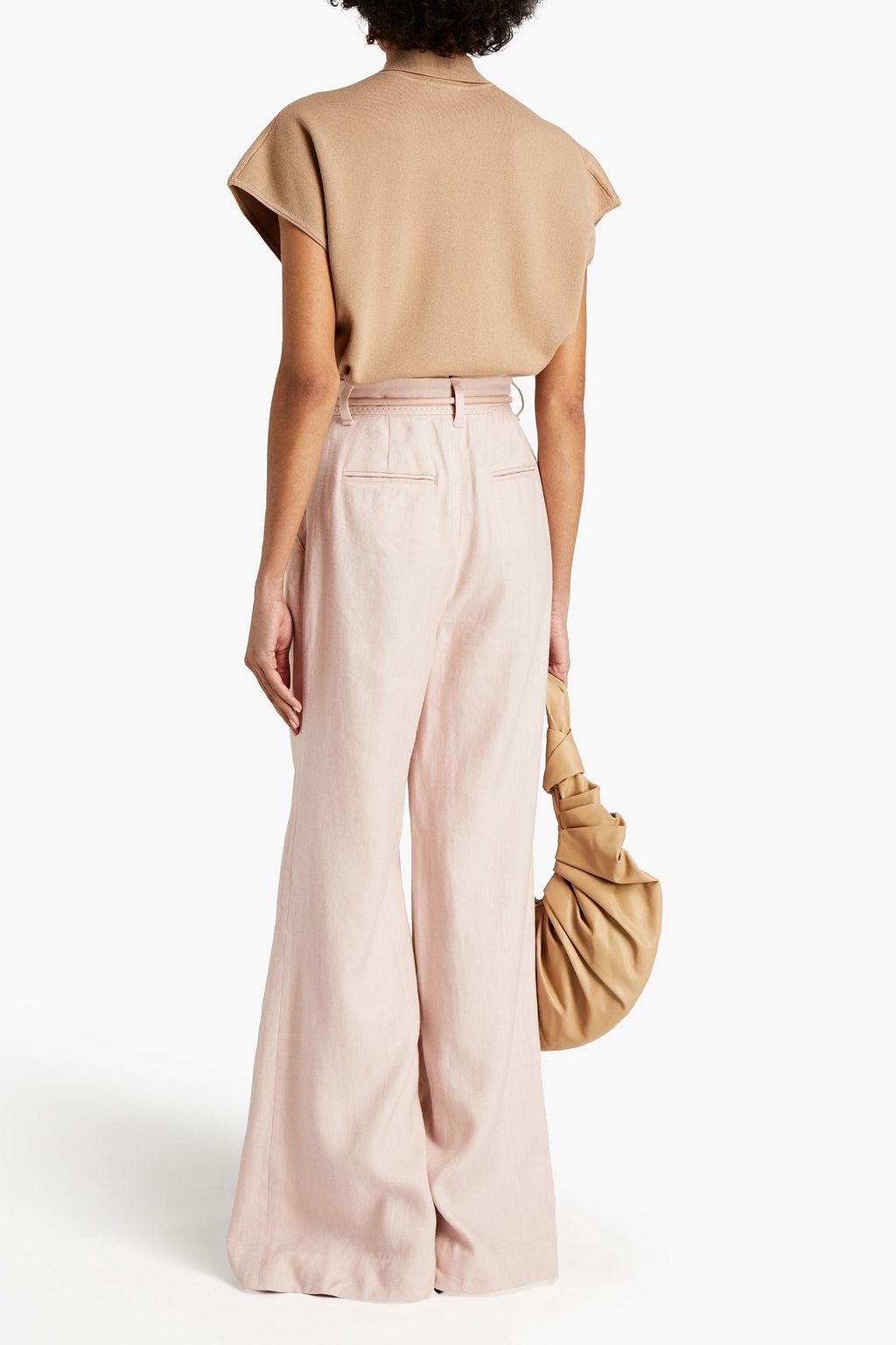 ZIMMERMANN Belted linen-blend twill wide-leg pants