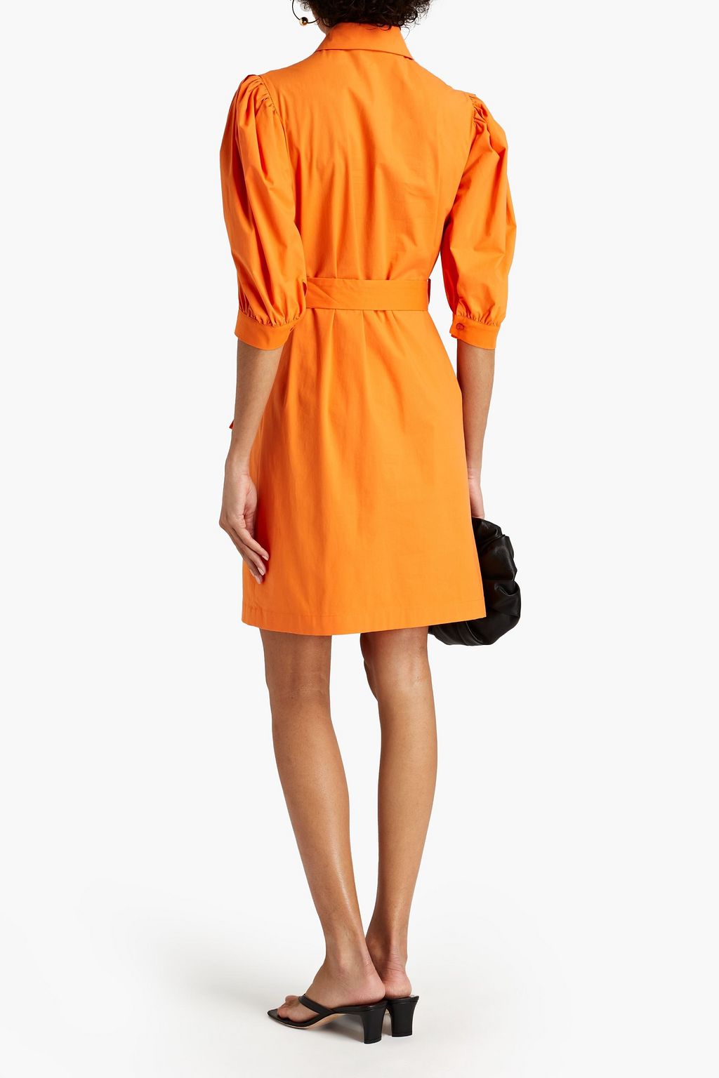 BOUTIQUE MOSCHINO Belted cotton-blend poplin mini shirt dress