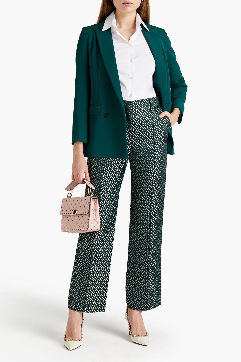 VALENTINO GARAVANI Silk-jacquard straight-leg pants