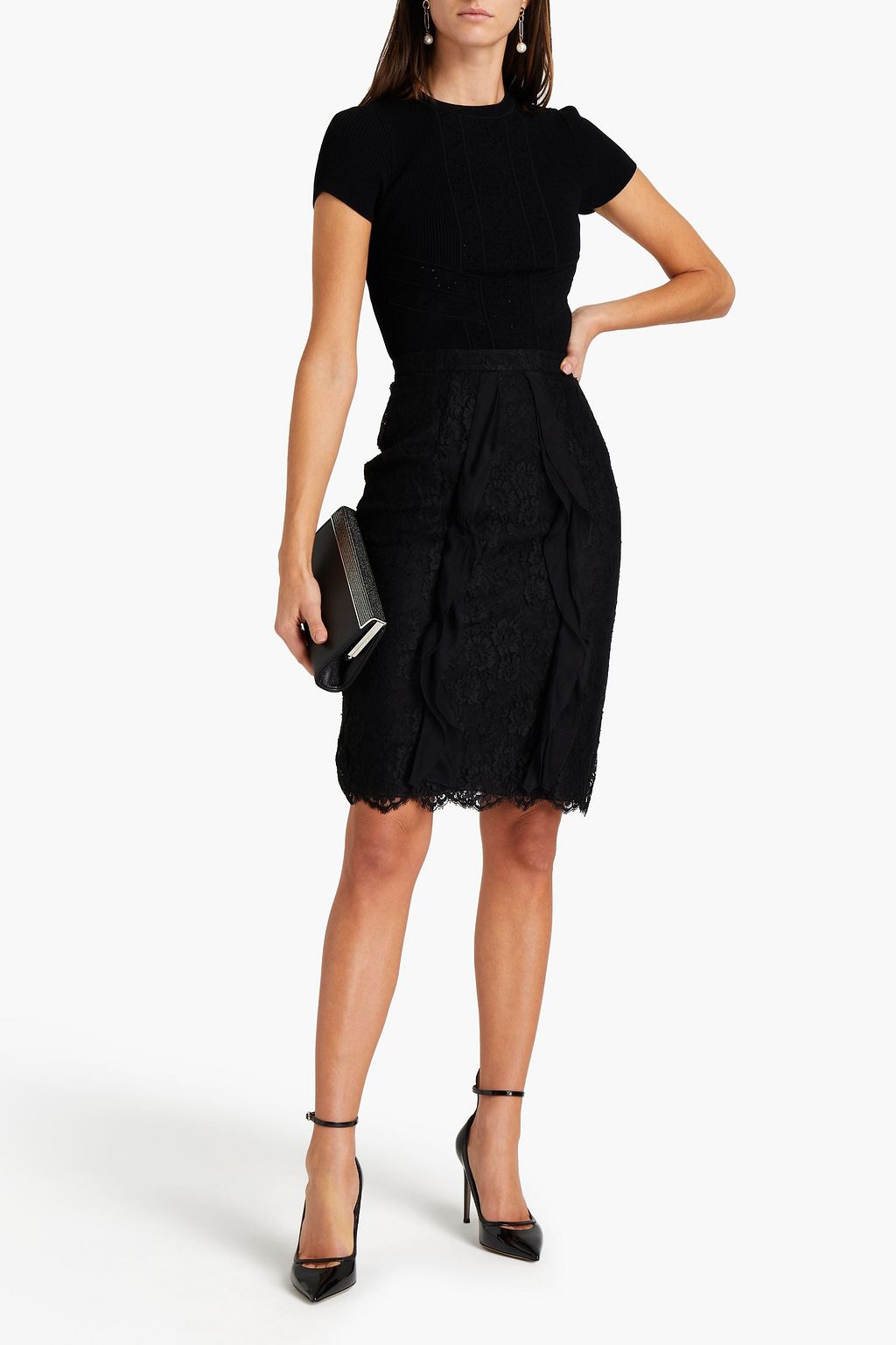 VALENTINO GARAVANI Ruffled lace skirt