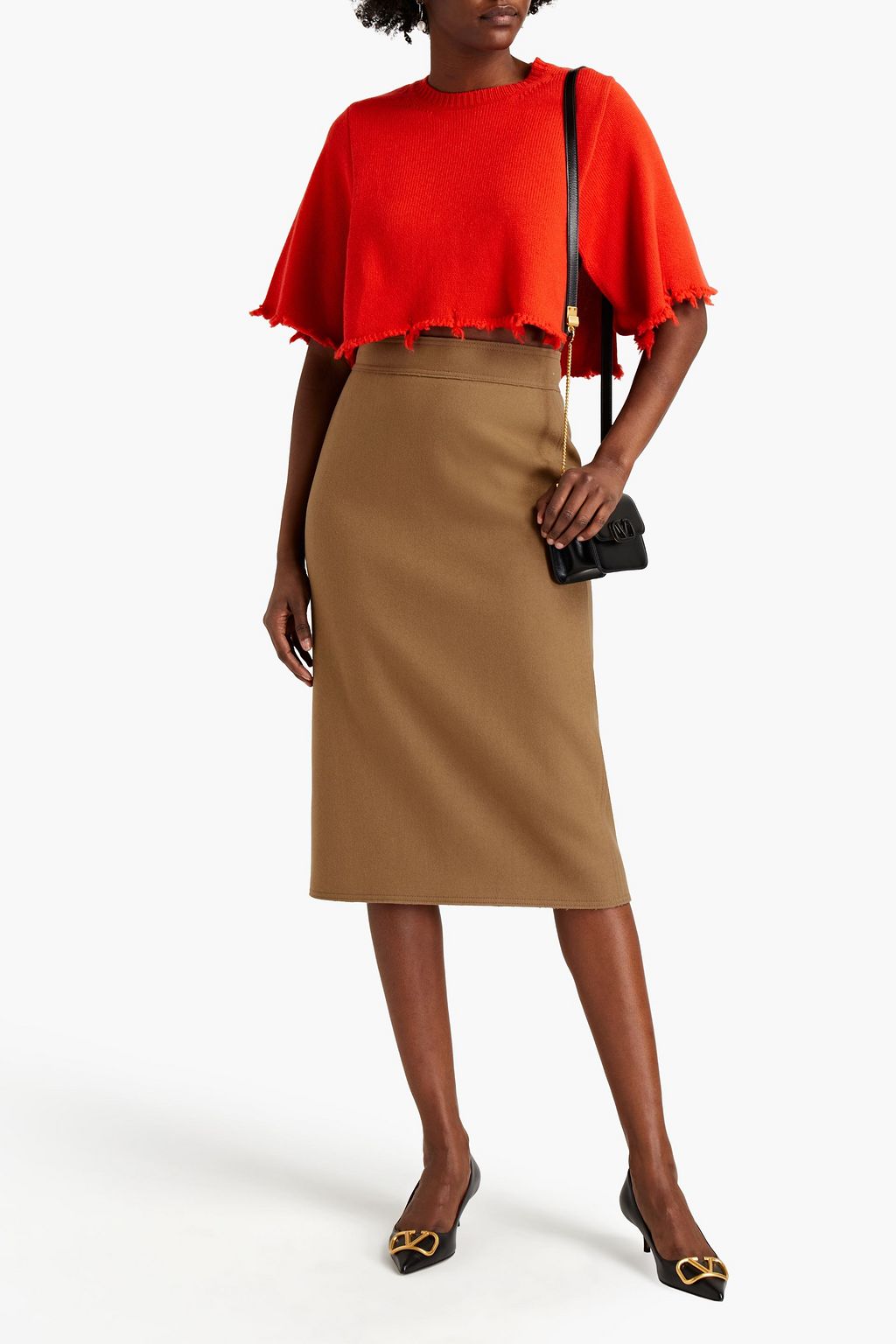 VALENTINO GARAVANI Wool-felt midi skirt