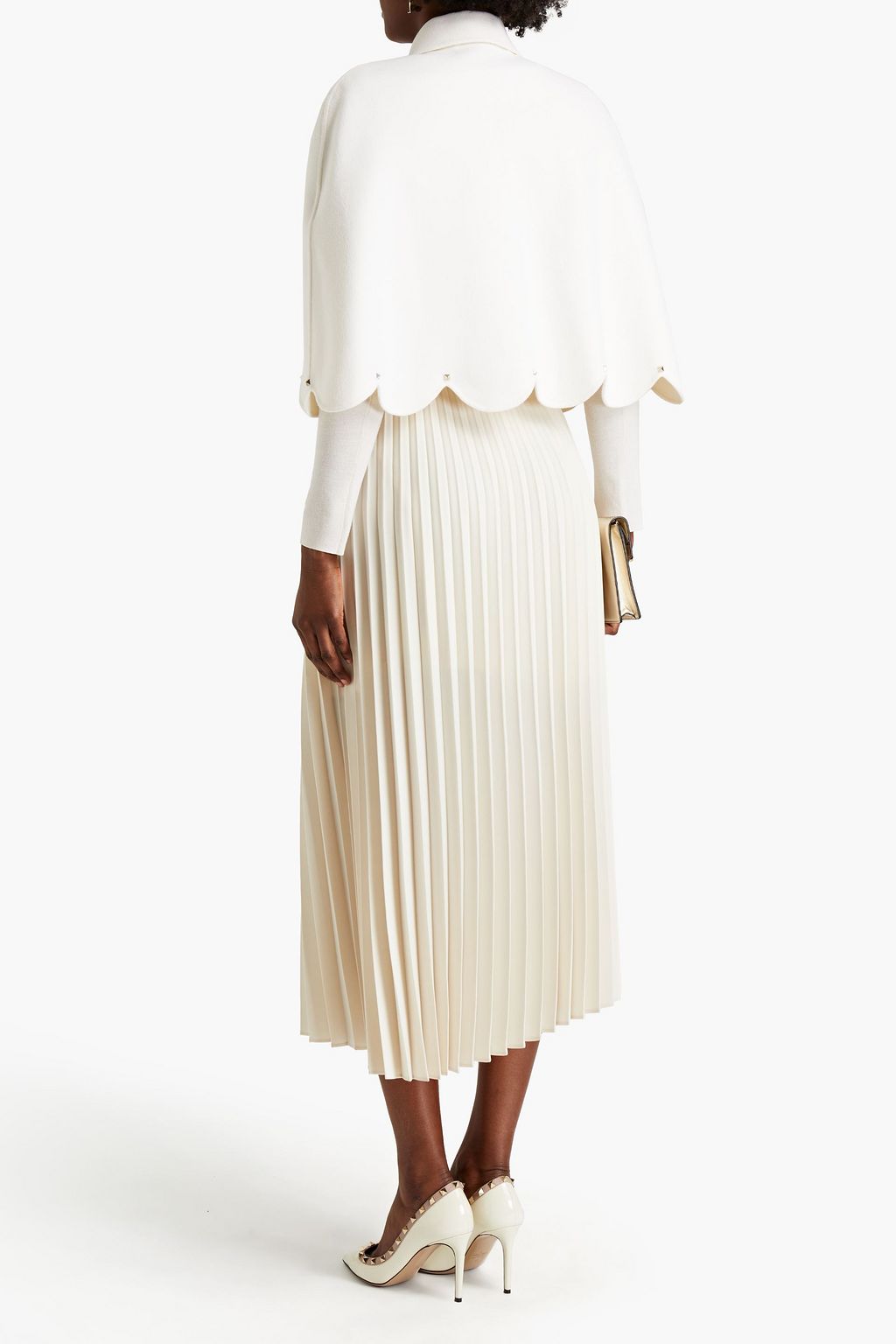 VALENTINO GARAVANI Studded wool and cashmere-blend felt cape