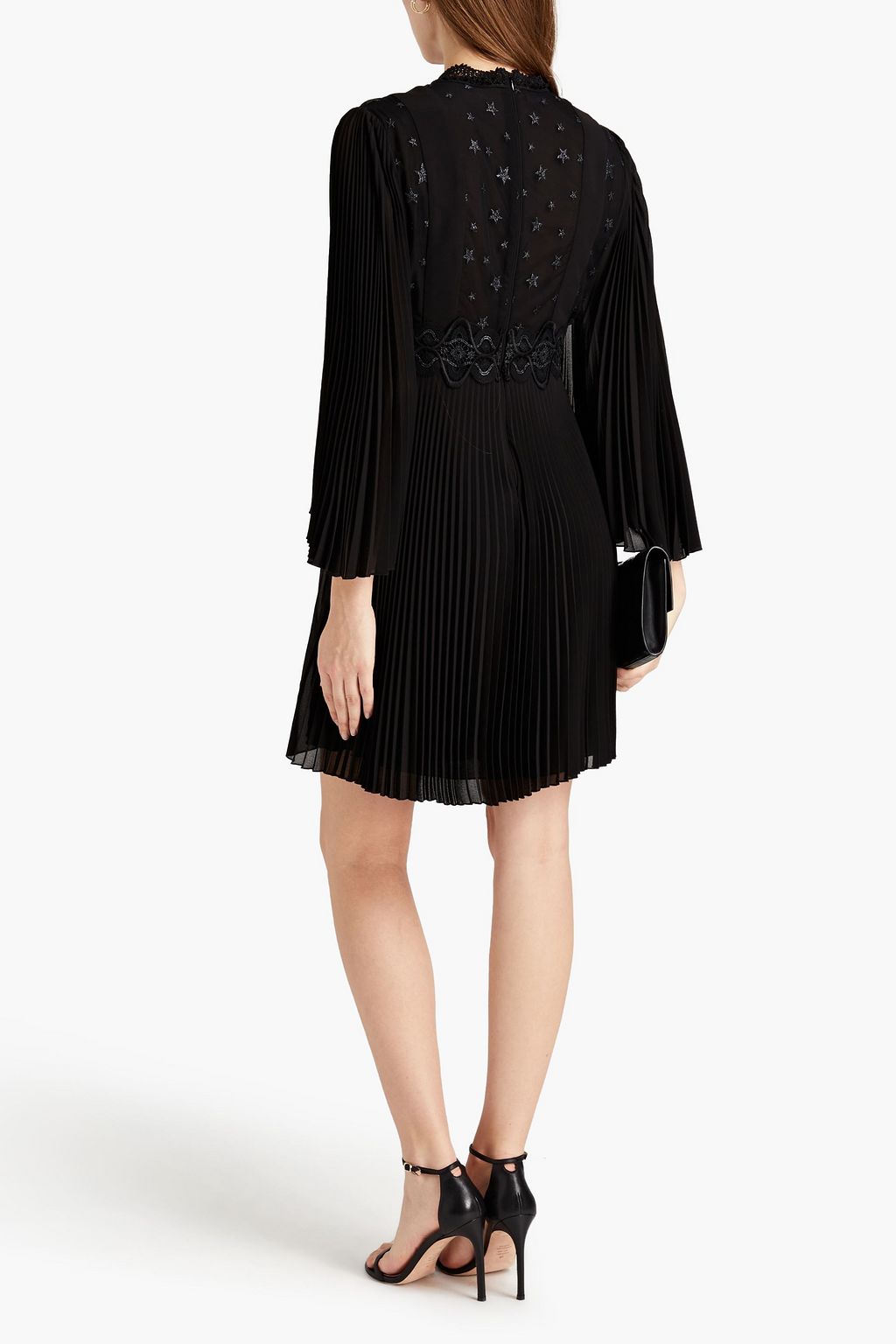 GIAMBA Tulle-paneled metallic embroidered georgette mini dress