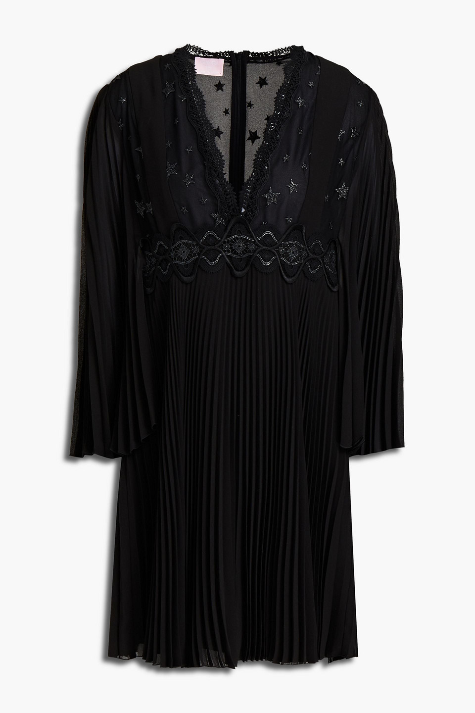 Giamba Tulle-paneled metallic embroidered georgette mini dress