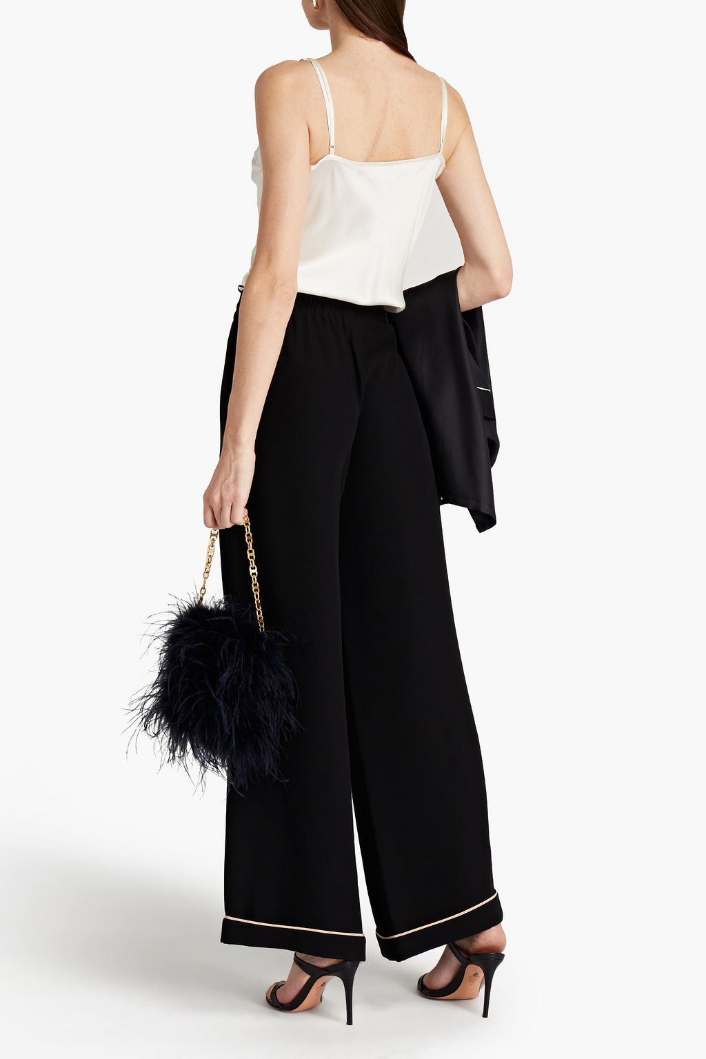 VALENTINO GARAVANI Gathered wilk-crepe wide-leg pants