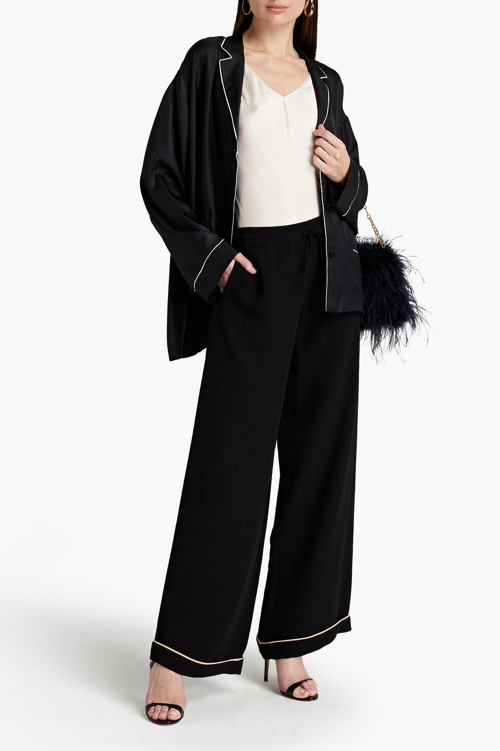 VALENTINO GARAVANI Gathered wilk-crepe wide-leg pants
