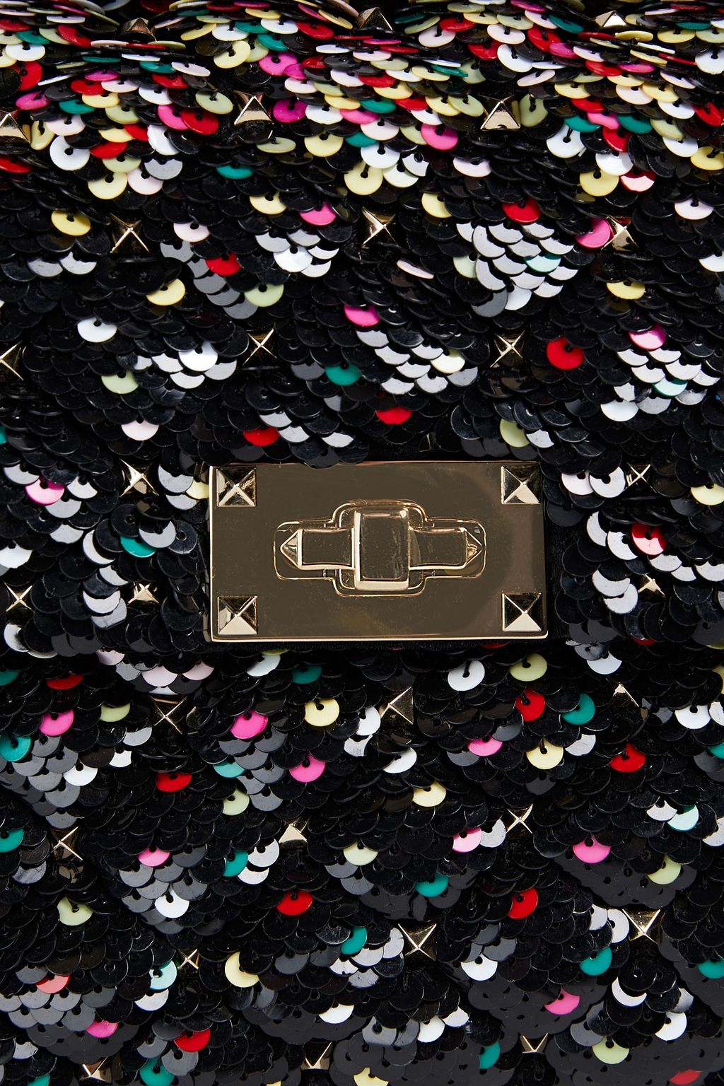 VALENTINO GARAVANI Sequin-embellished quilted suede shoulder bag