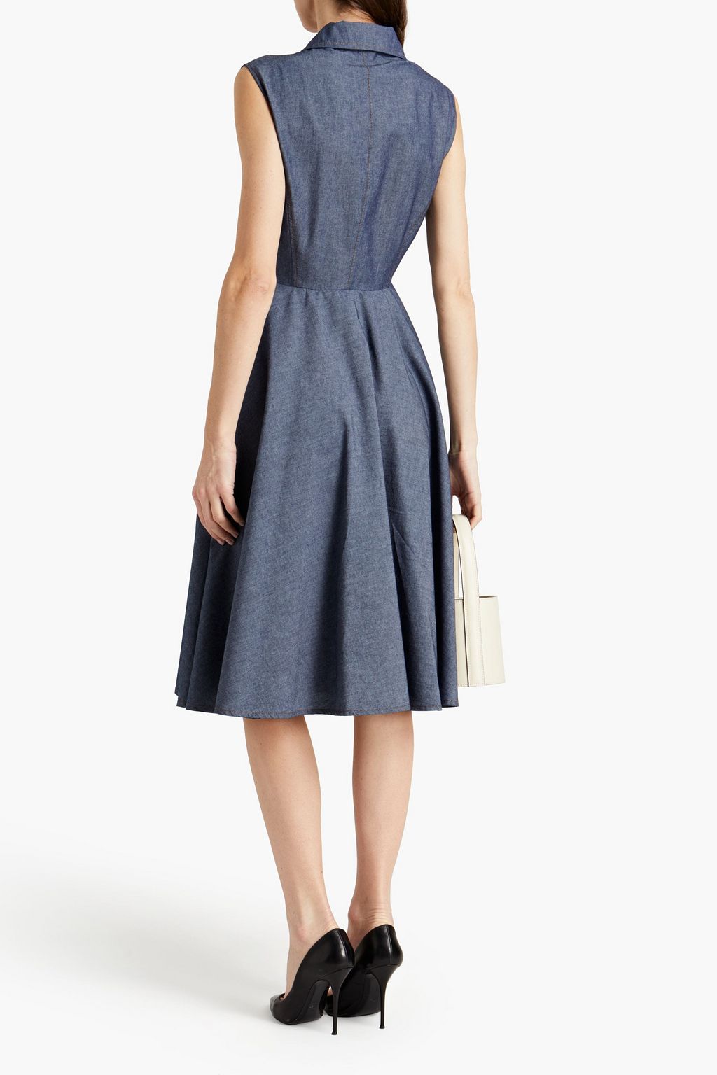 BOUTIQUE MOSCHINO Cotton-chambray midi shirt dress