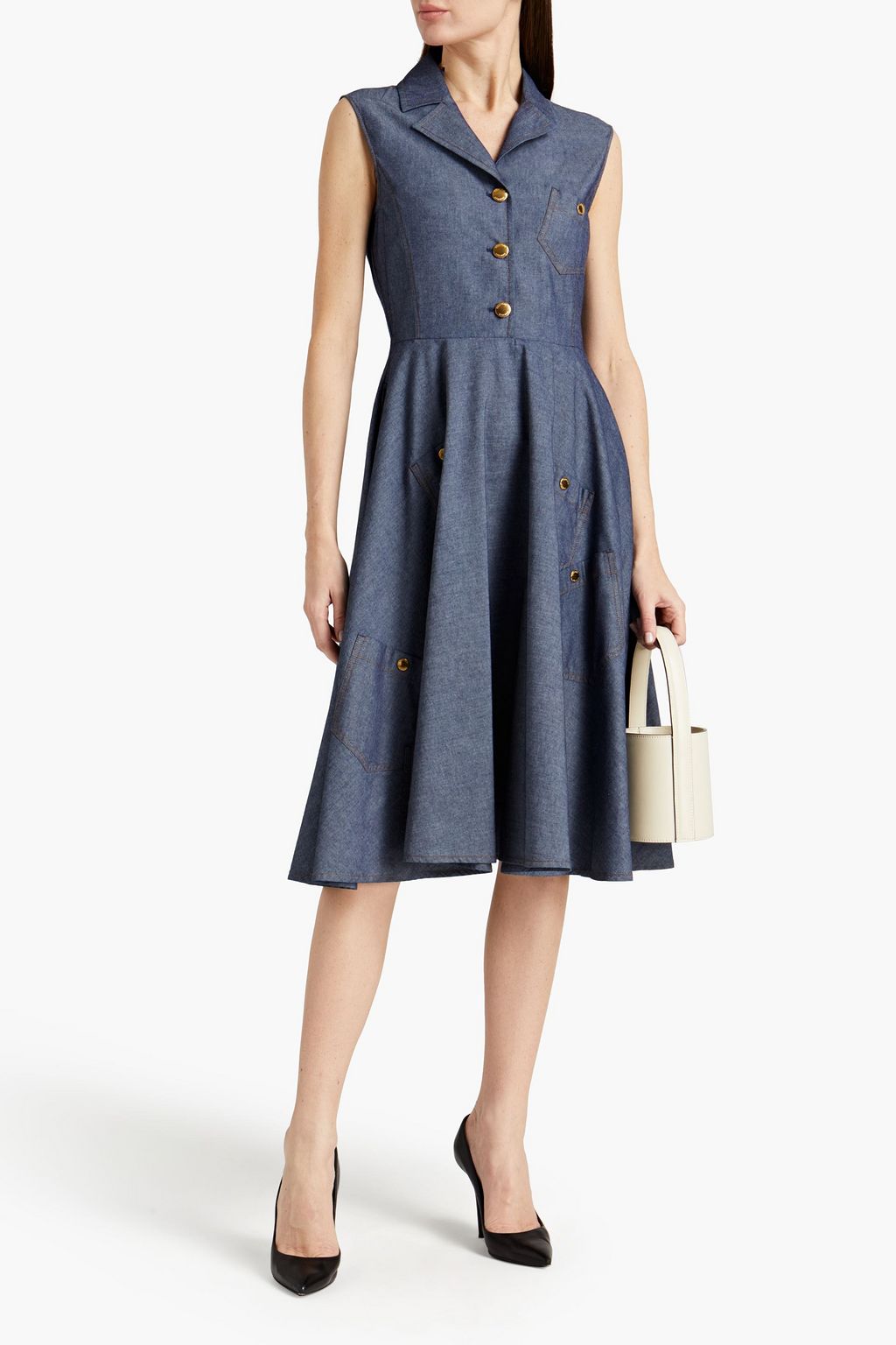 BOUTIQUE MOSCHINO Cotton-chambray midi shirt dress