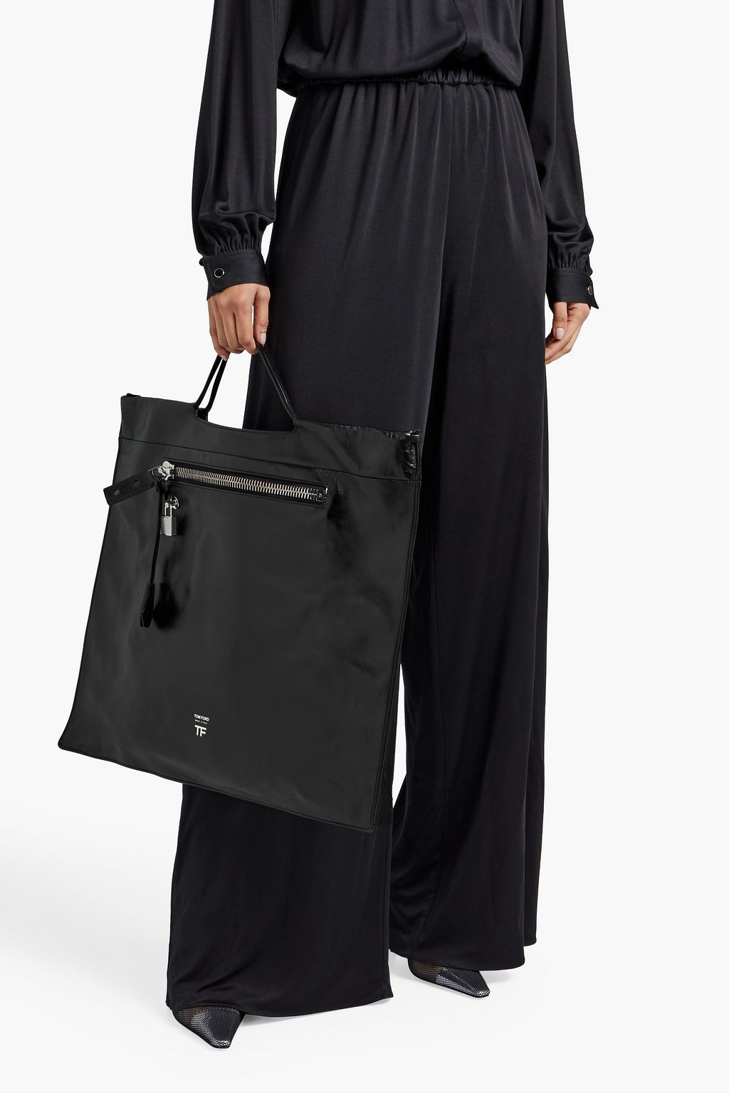 TOM FORD Glossed-leather tote
