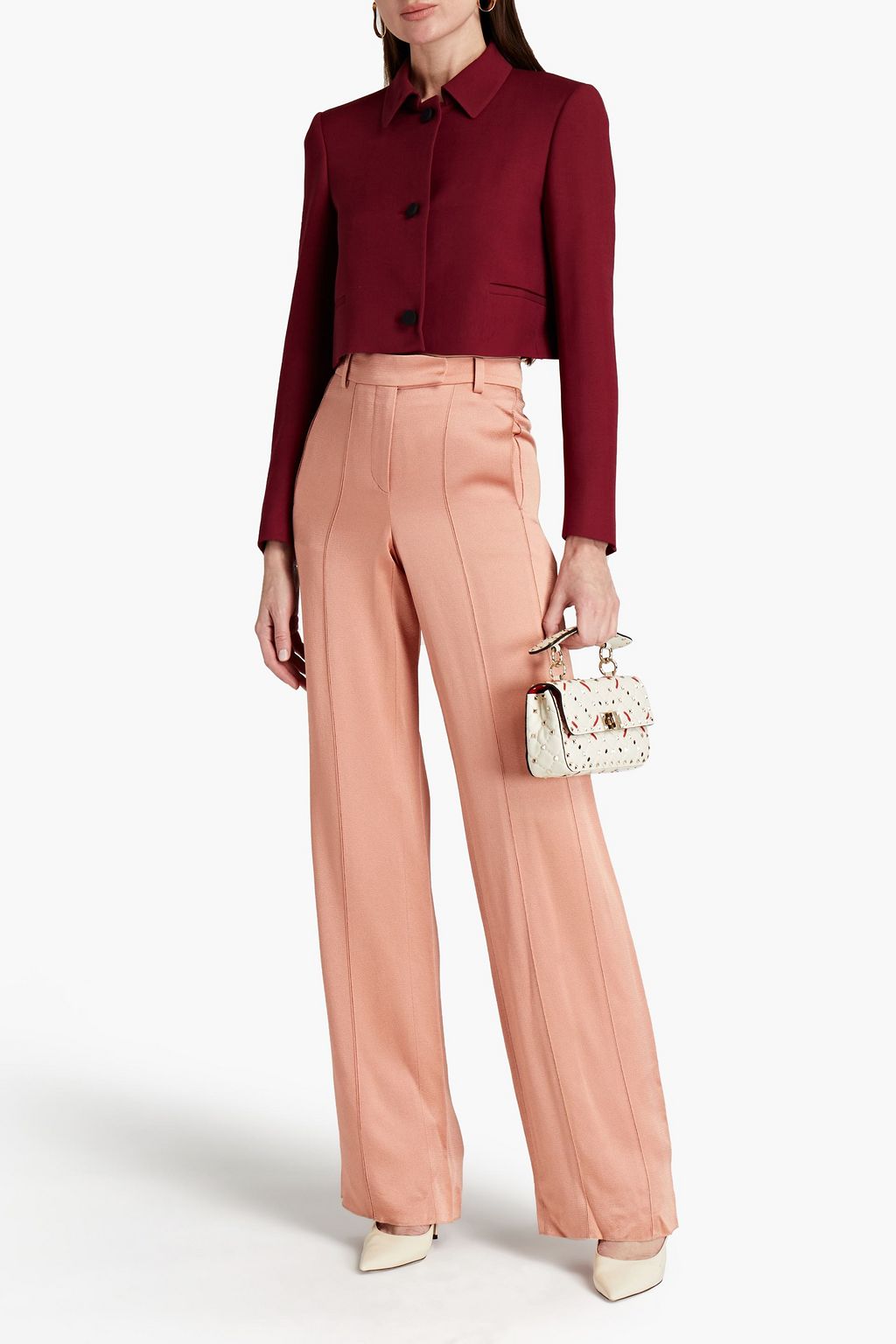 VALENTINO GARAVANI Hose mit geradem Bein aus gehämmertem Satin