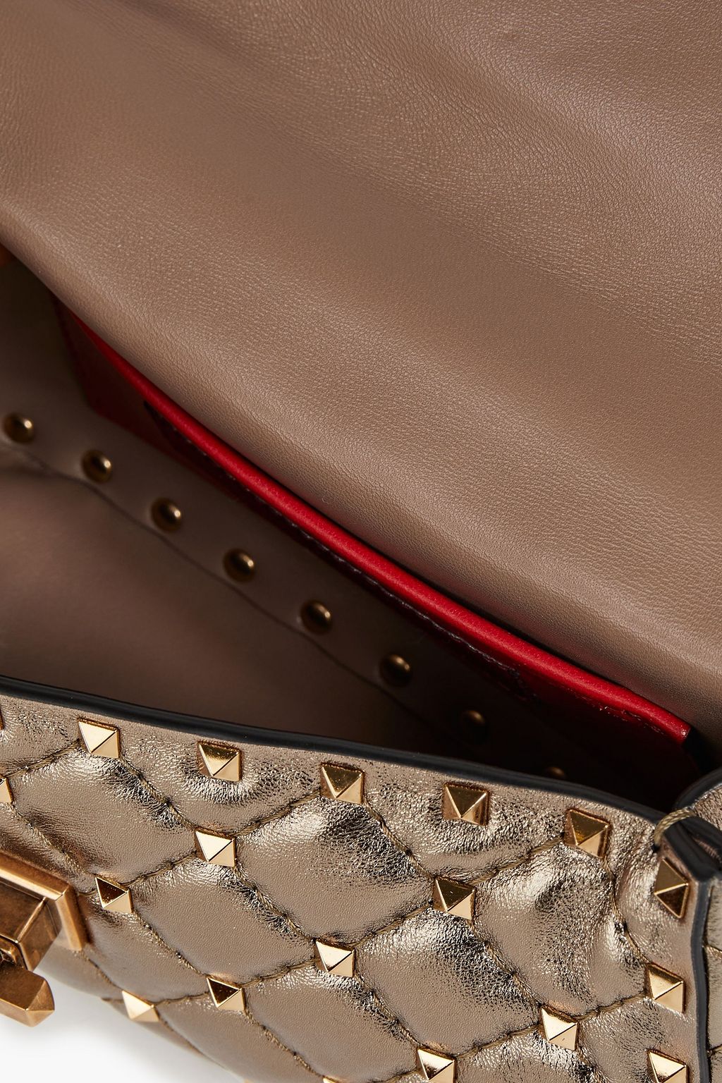 VALENTINO GARAVANI Rockstud Spike quilted metallic leather shoulder bag