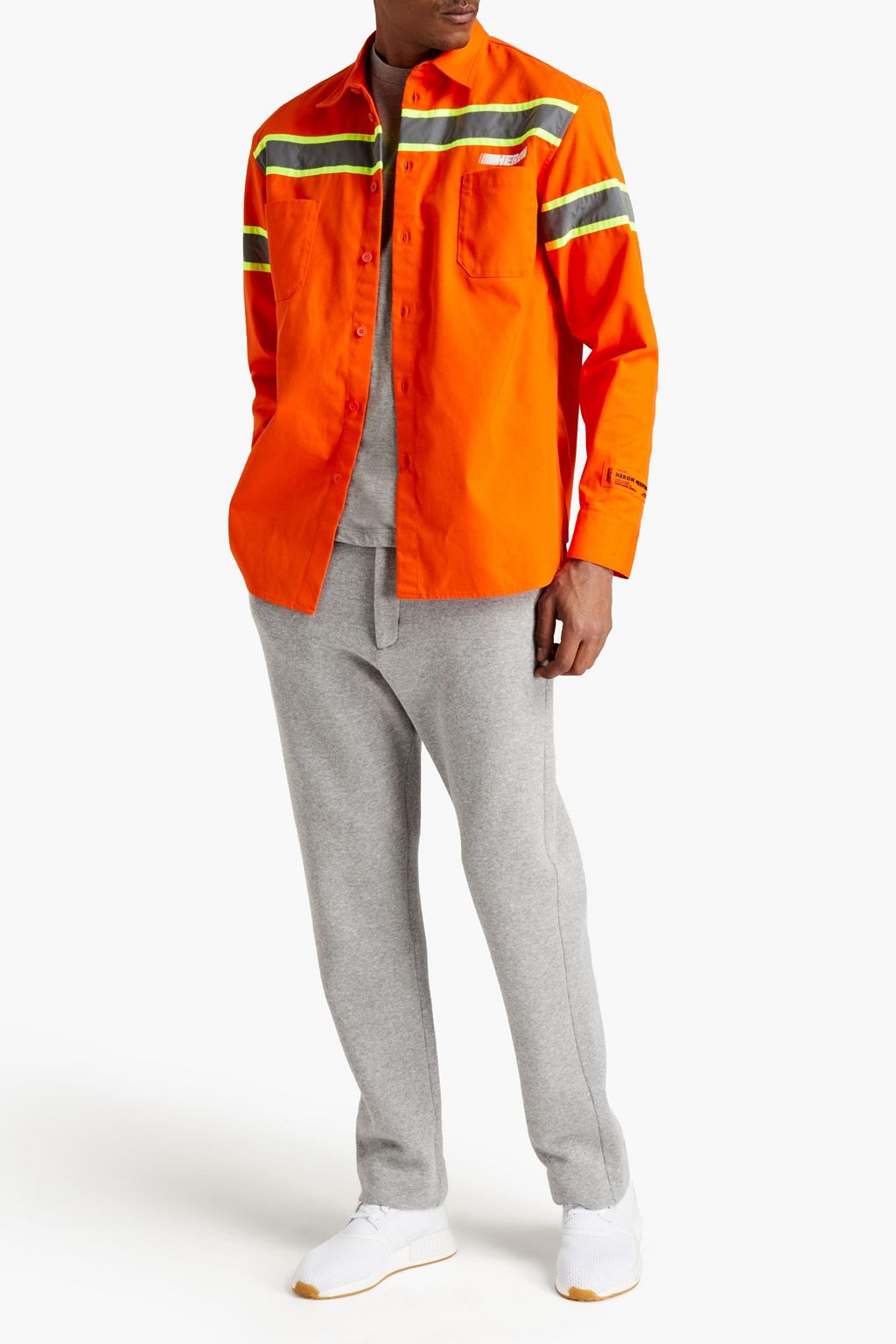 HERON PRESTON Reflective-trimmed neon twill shirt
