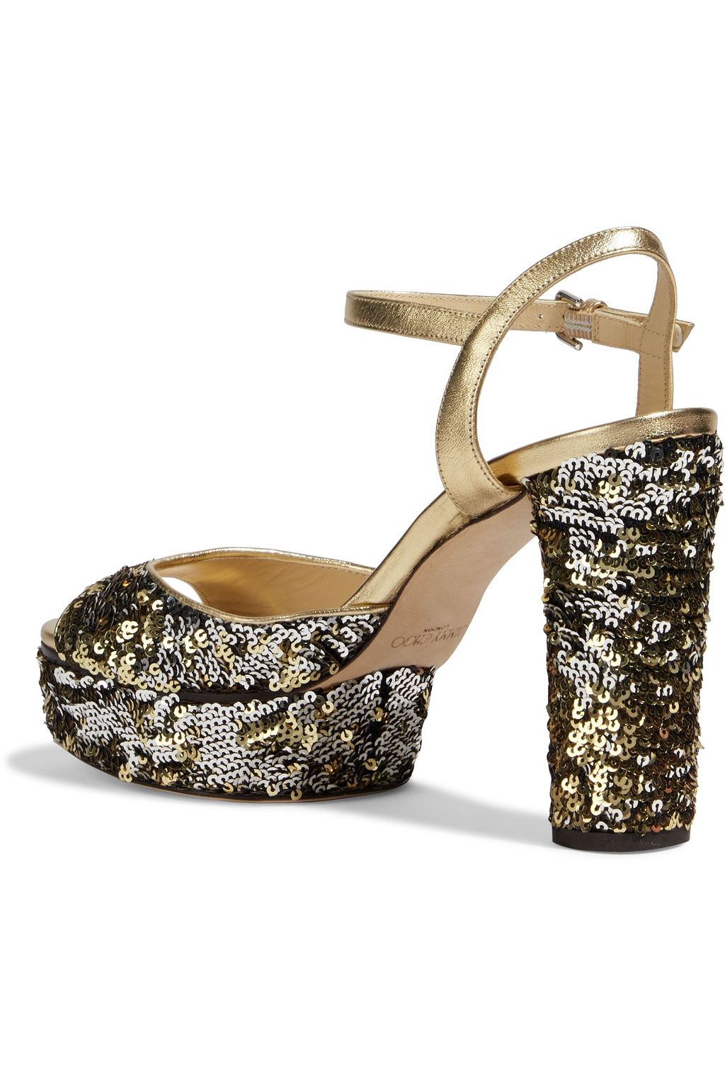 JIMMY CHOO Peachy 105 sequin-embellished platform sandals