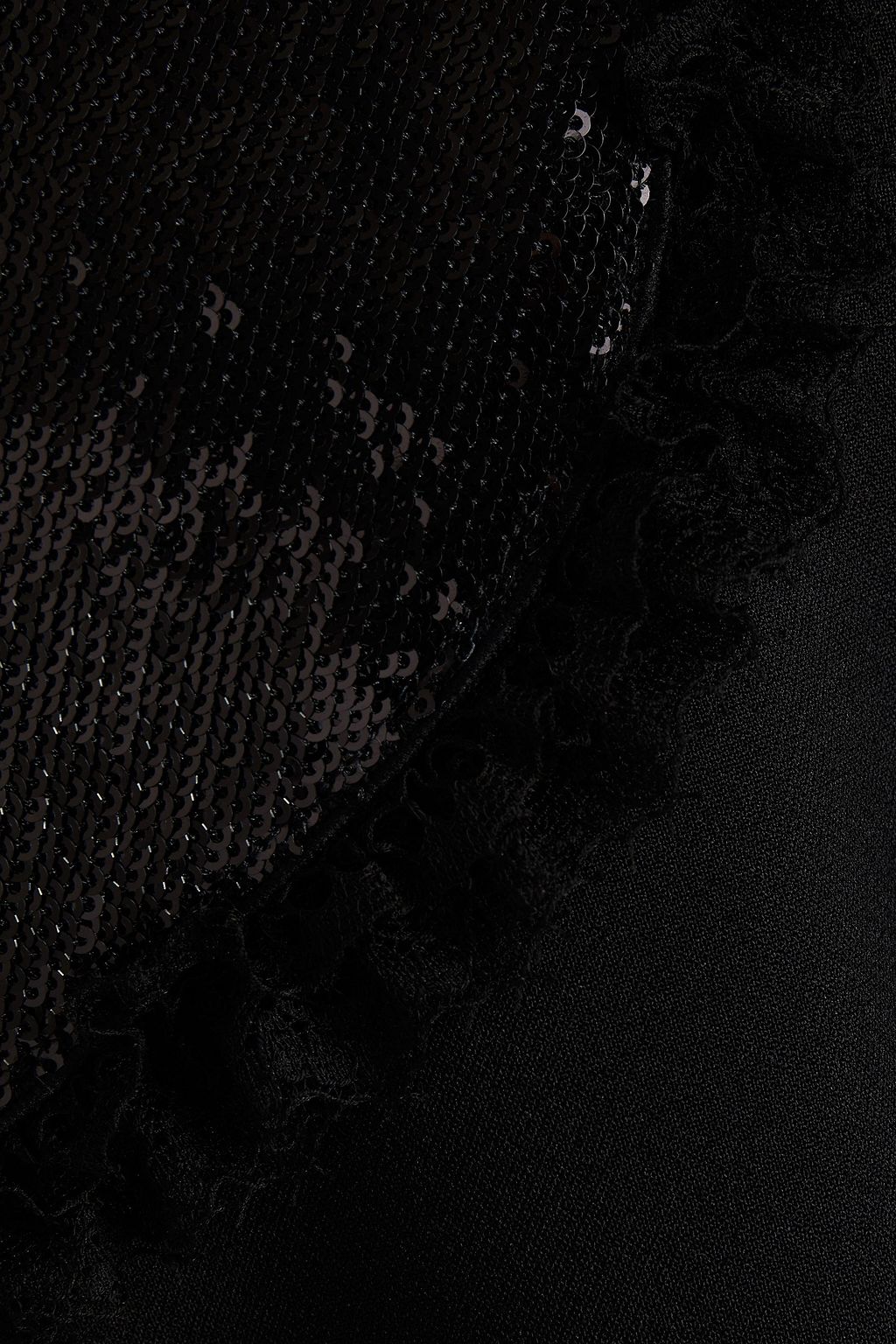 GIAMBA Paneled lace-trimmed embellished crepe de chine mini dress