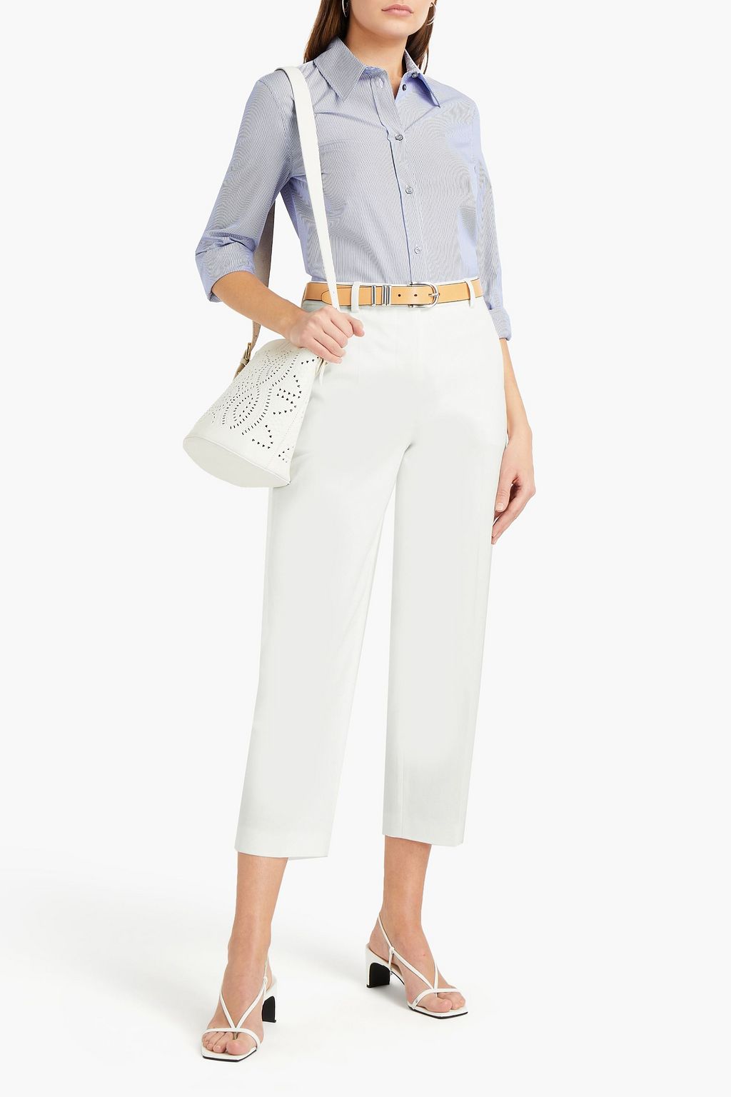 BOUTIQUE MOSCHINO Cropped stretch-cotton twill tapered pants