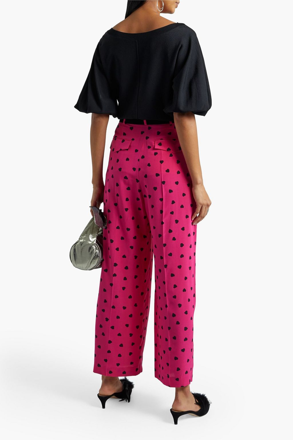 VALENTINO GARAVANI Belted printed silk crepe de chine wide-leg pants