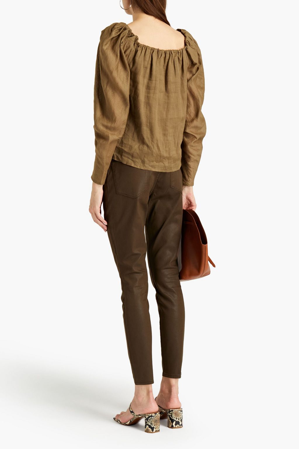 FRAME Coated mid-rise skinny jeans