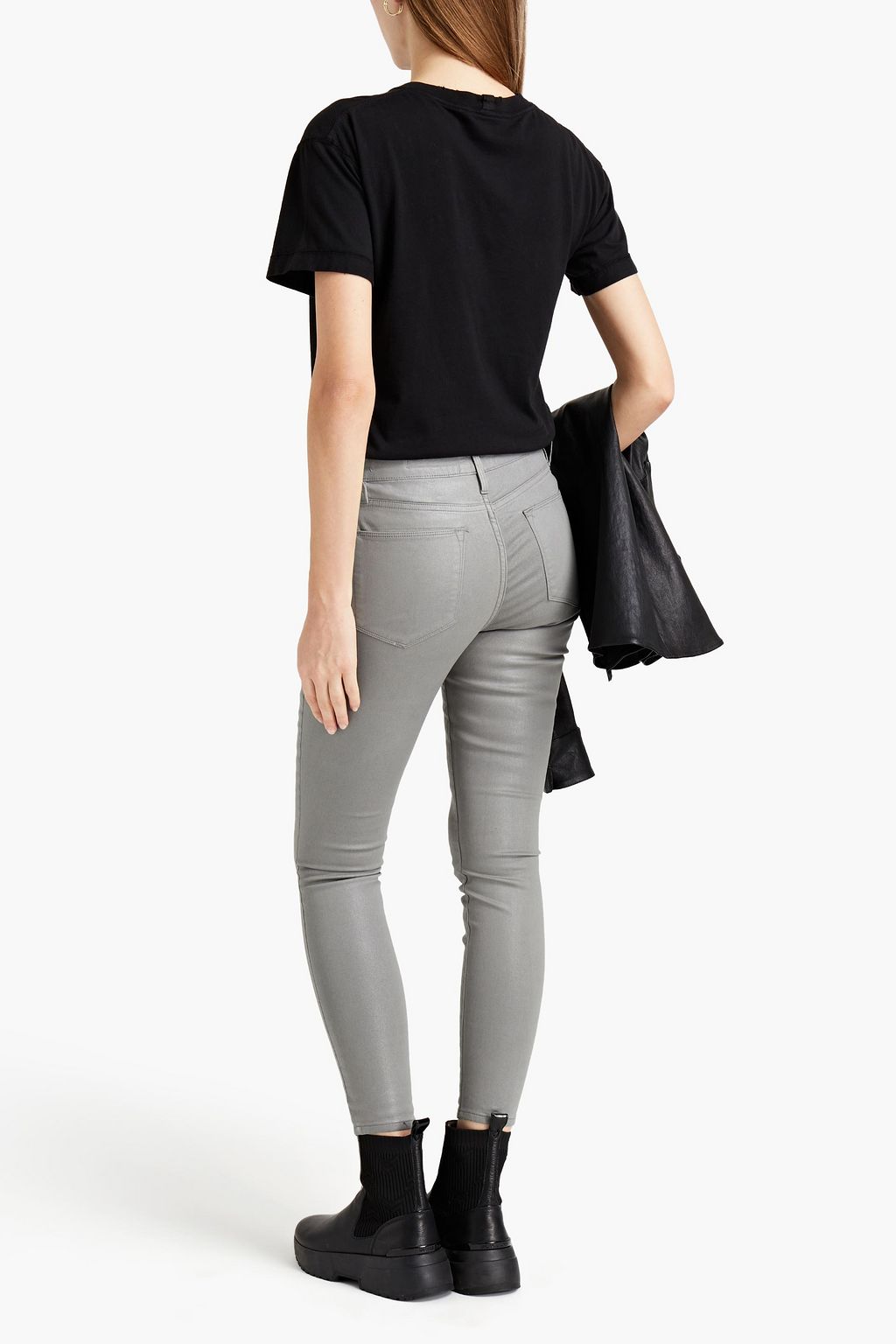 FRAME Coated mid-rise skinny jeans