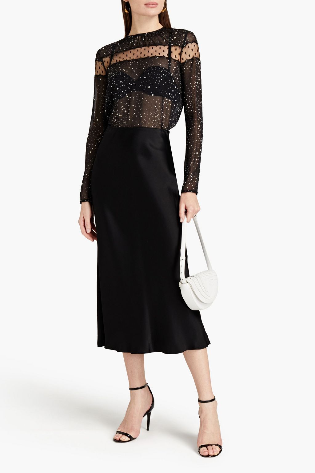 GIAMBATTISTA VALLI Point d'esprit-trimmed printed silk-georgette blouse