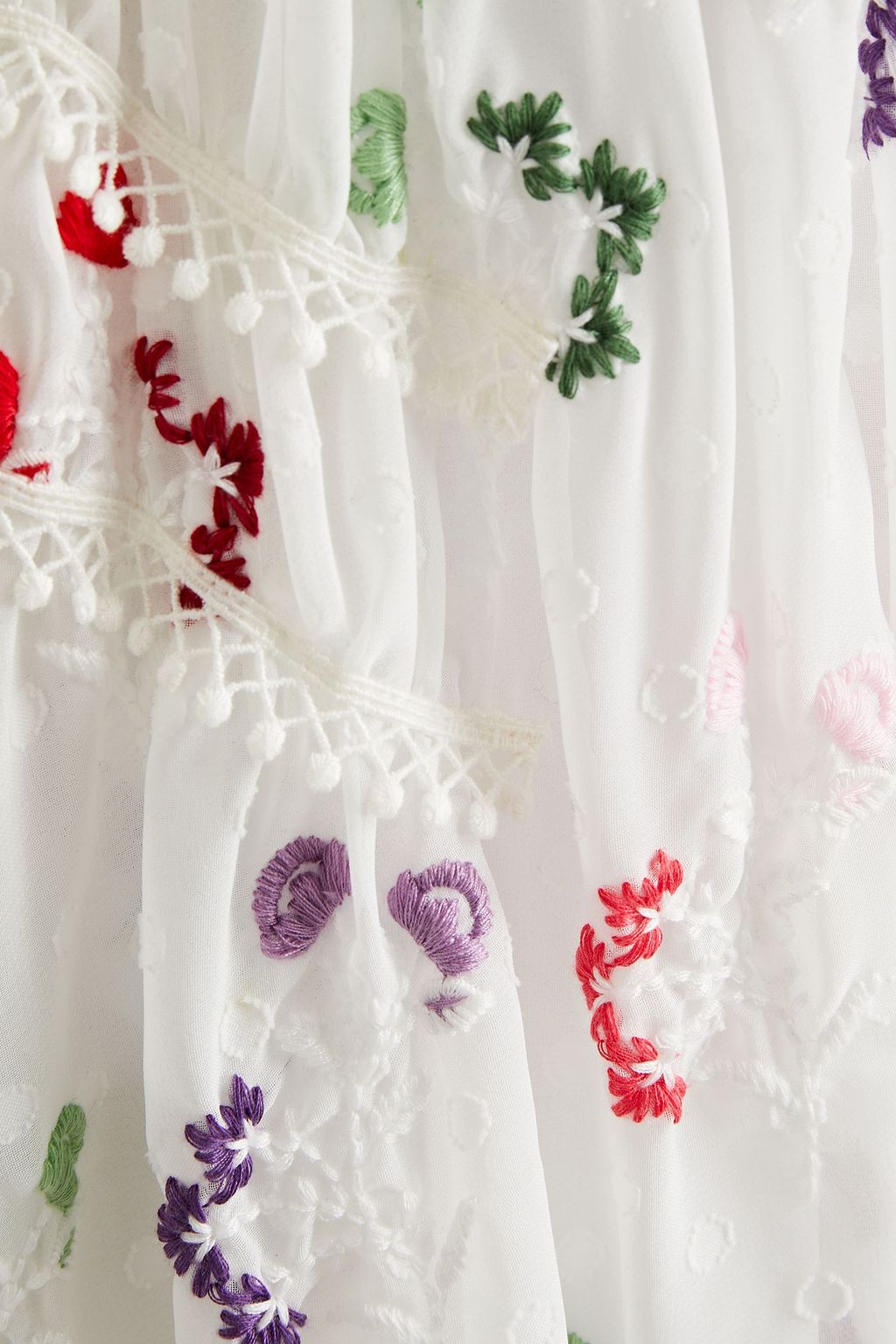 GIAMBA Embroidered gathered fil coupé maxi dress