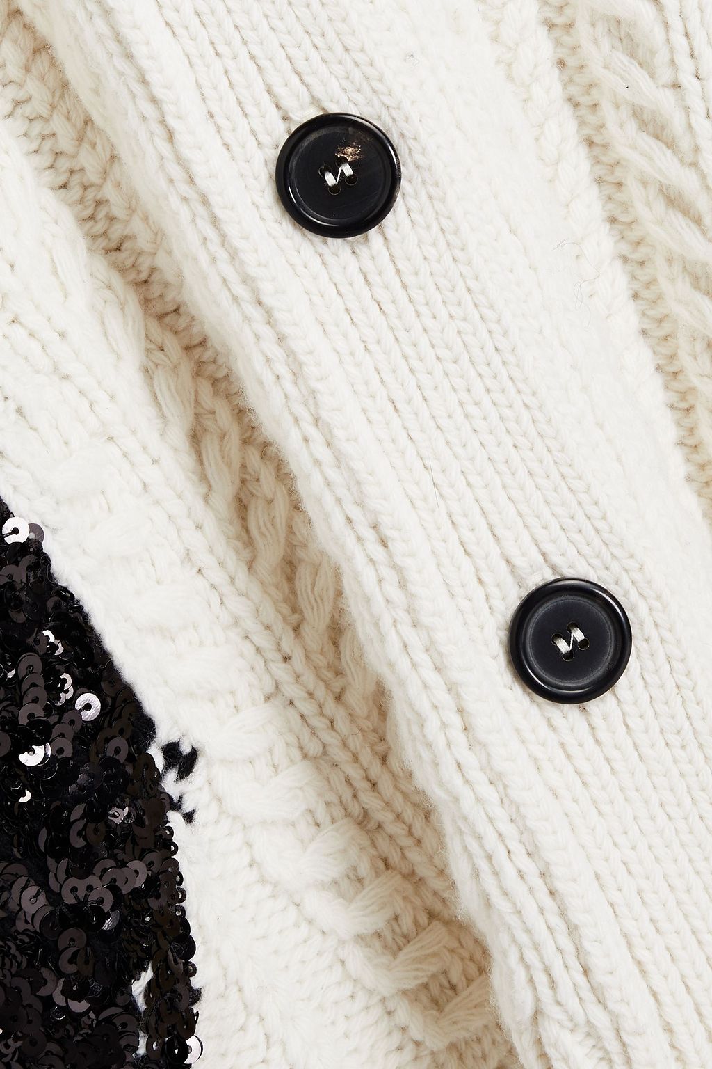 VALENTINO GARAVANI Oversized embellished cable-knit wool cardigan
