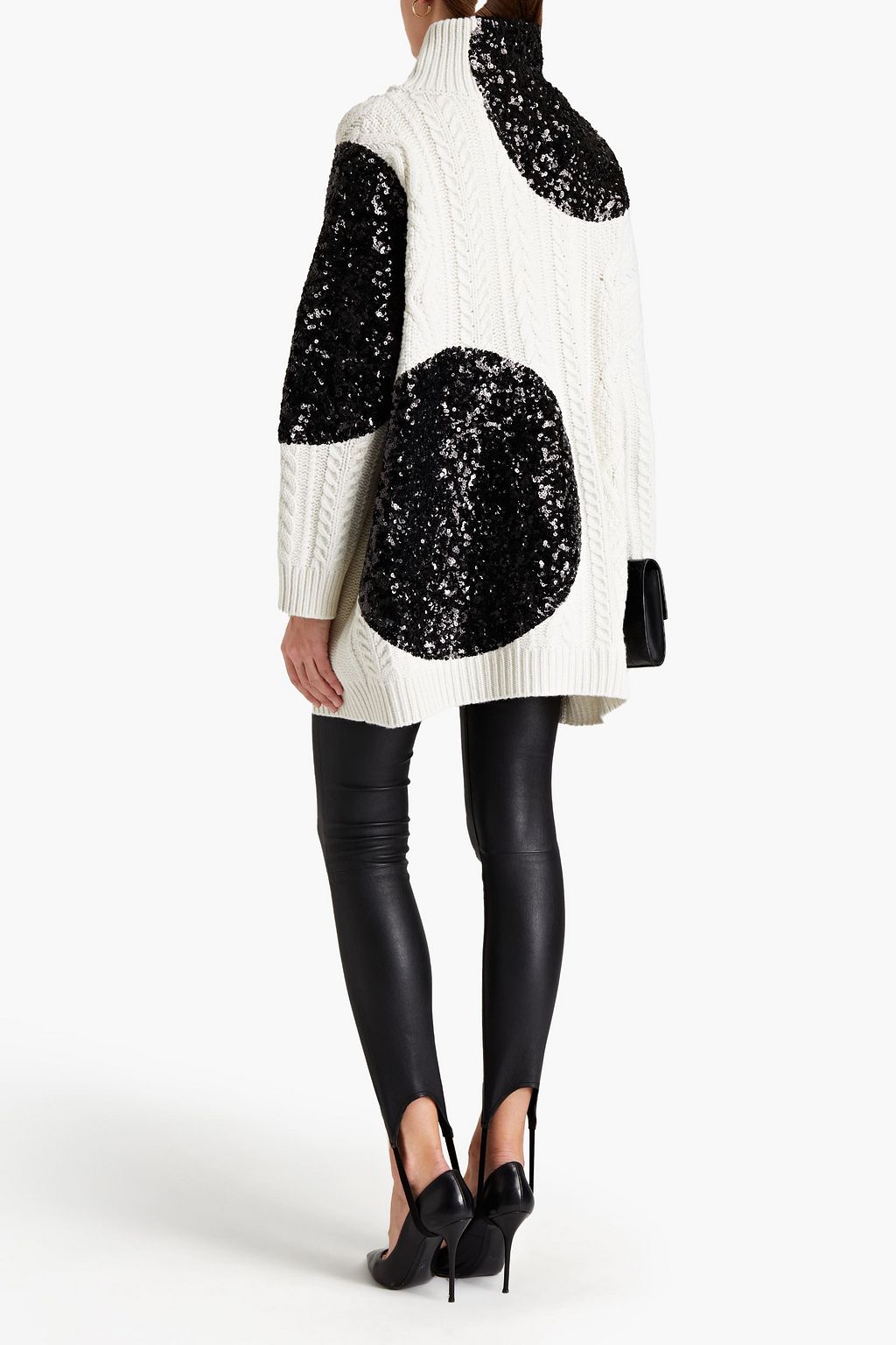 VALENTINO GARAVANI Oversized embellished cable-knit wool cardigan
