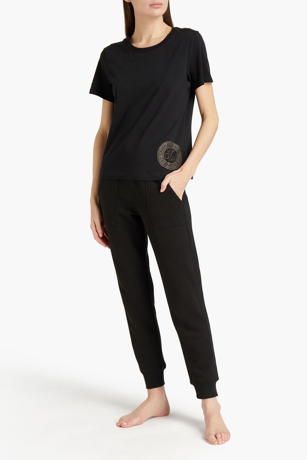 CALVIN KLEIN Printed cotton-jersey pajama top