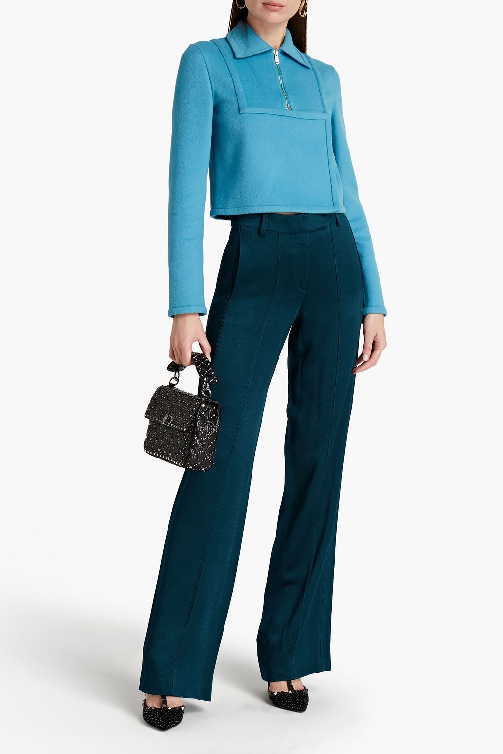 VALENTINO GARAVANI Hammered-satin straight-leg pants
