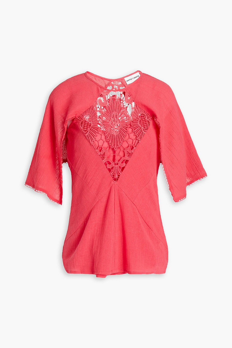 Antik Batik Sola crocheted lace-paneled cotton-gauze top