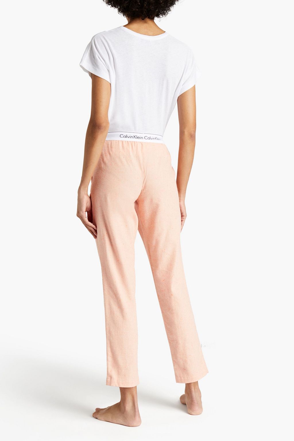 CALVIN KLEIN Marled cotton-blend twill pajama pants