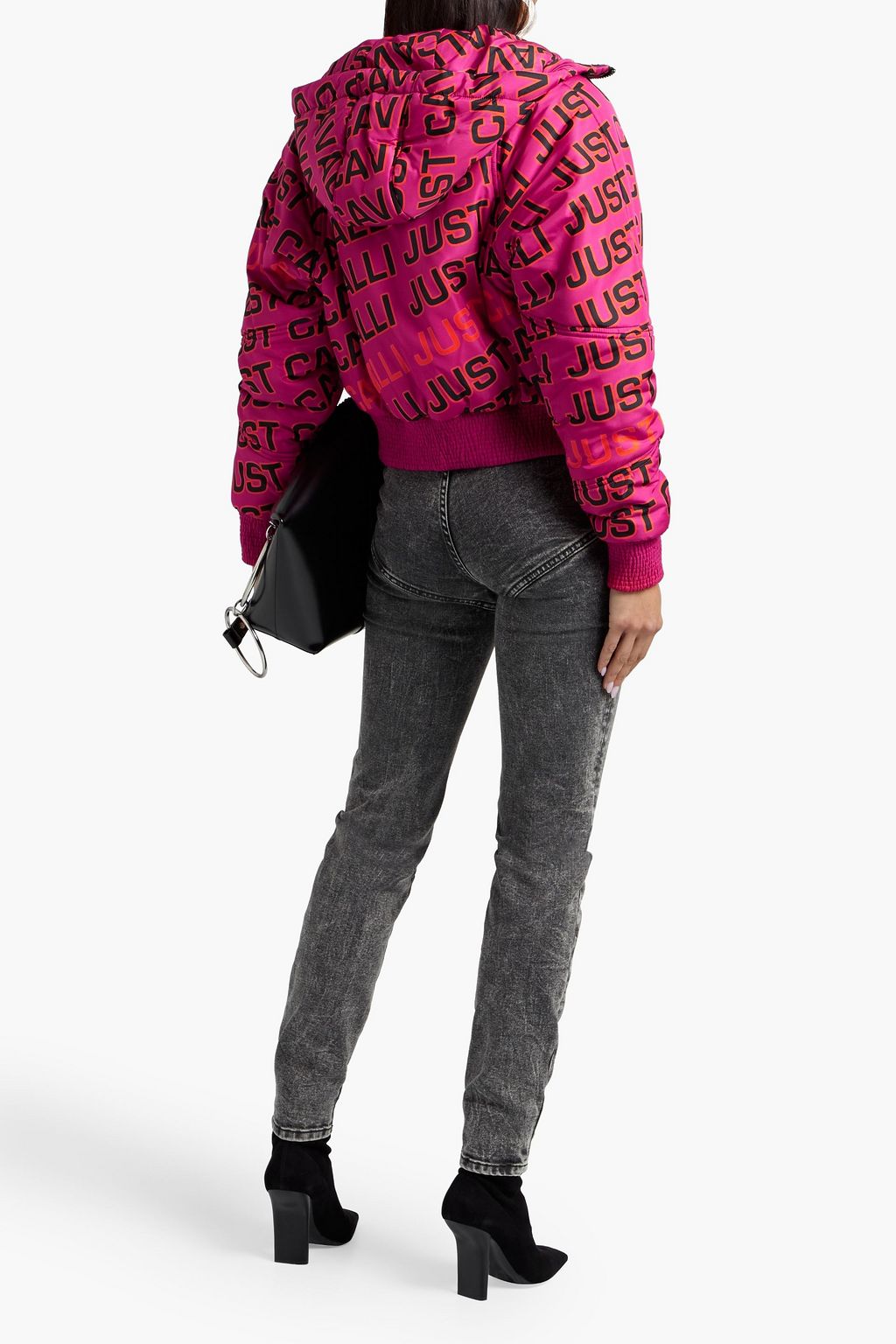 JUST CAVALLI Printed shell hooded down jacket