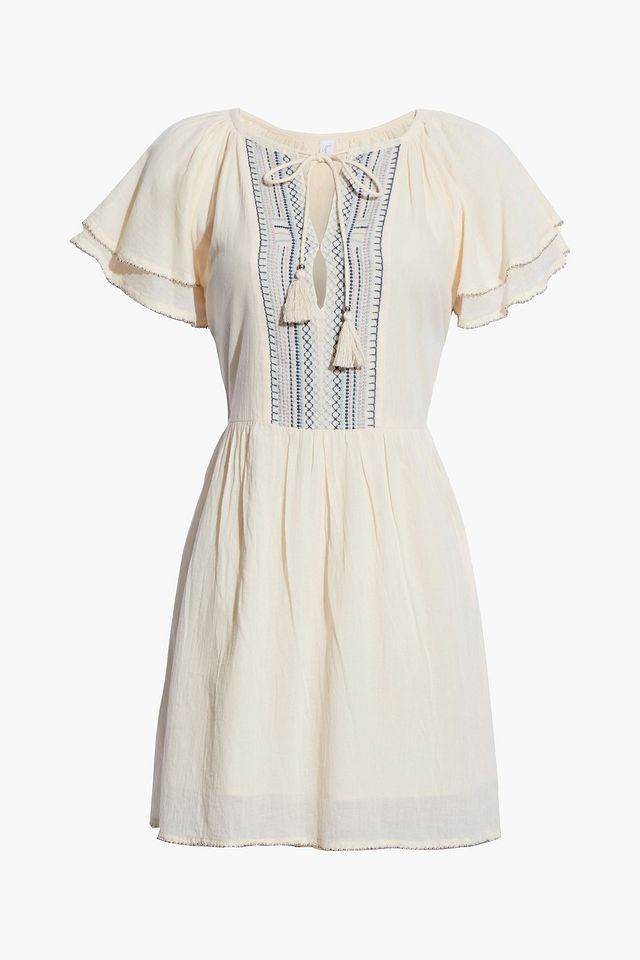 La Camella tasseled embellished cotton-gauze mini dress