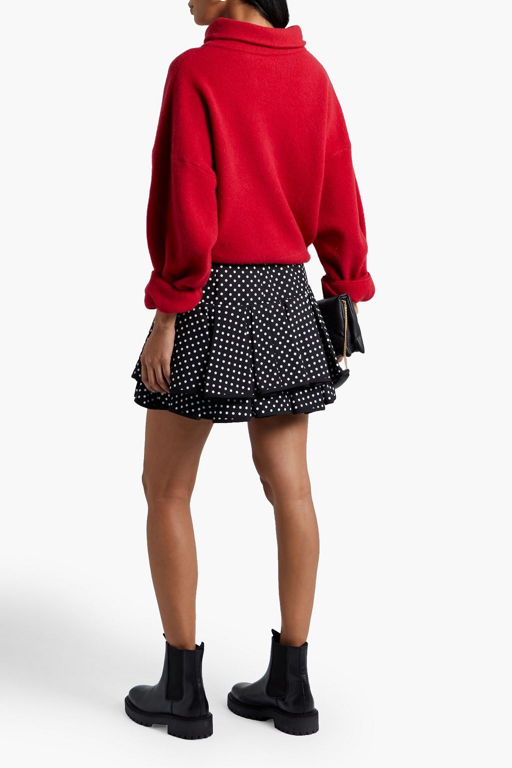 VALENTINO GARAVANI Tiered polka-dot wool and silk-blend crepe mini skirt