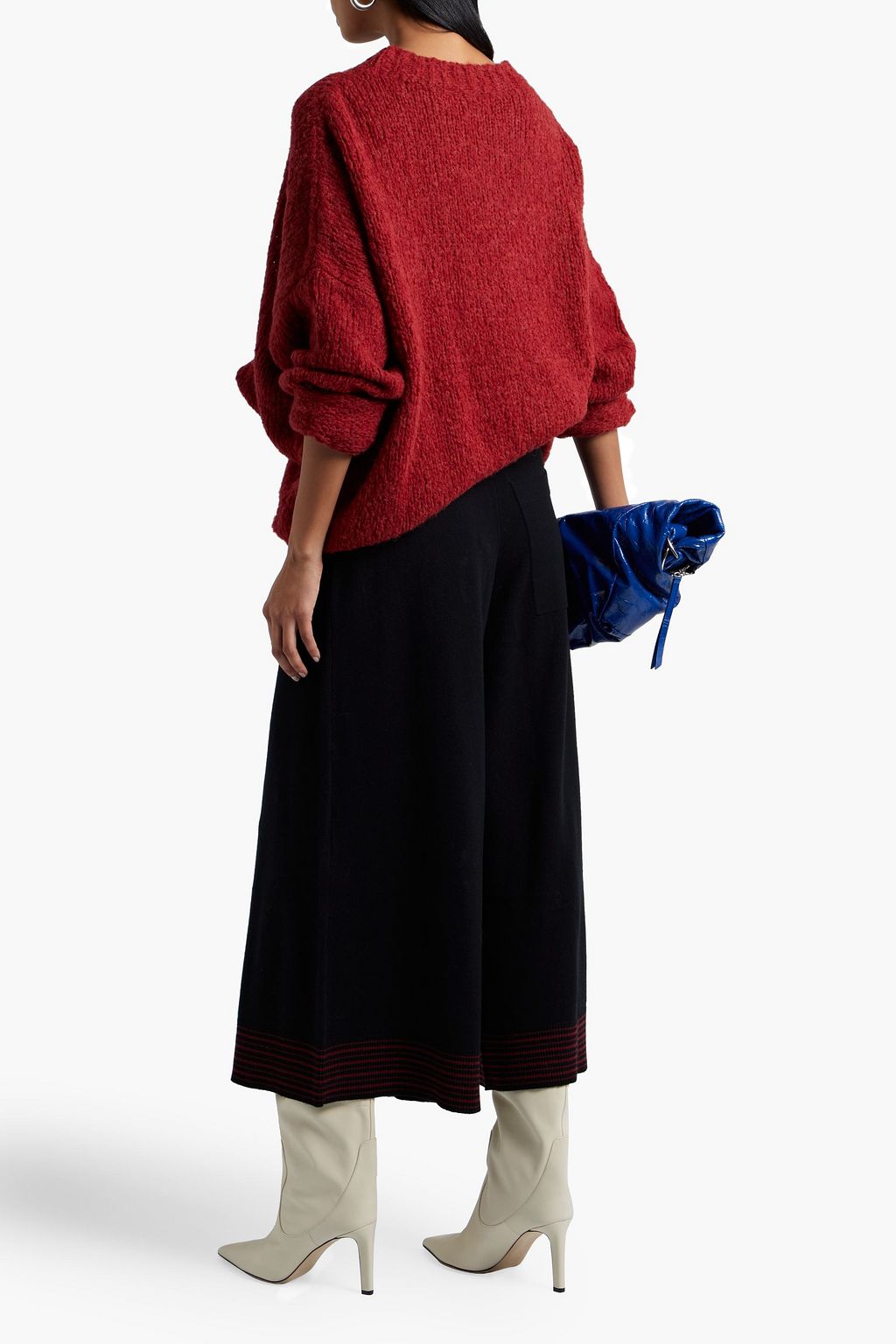 ROKSANDA Cropped striped wool and cashmere-blend wide-leg pants