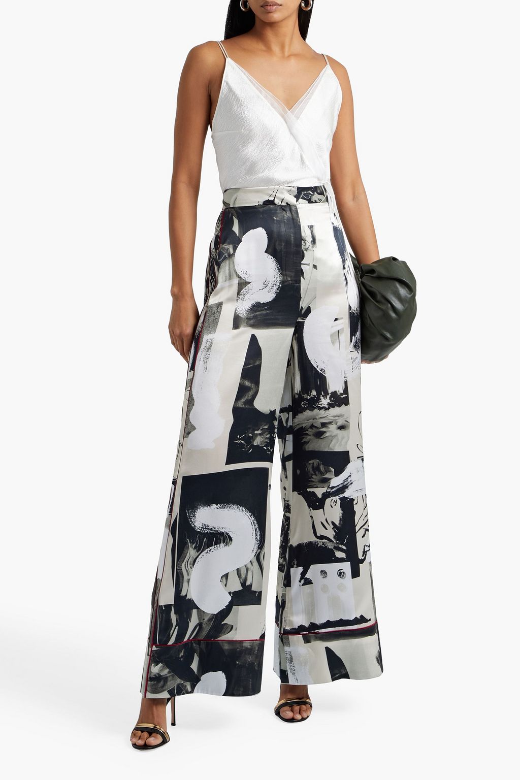 ROKSANDA Calla printed silk-satin wide-leg pants