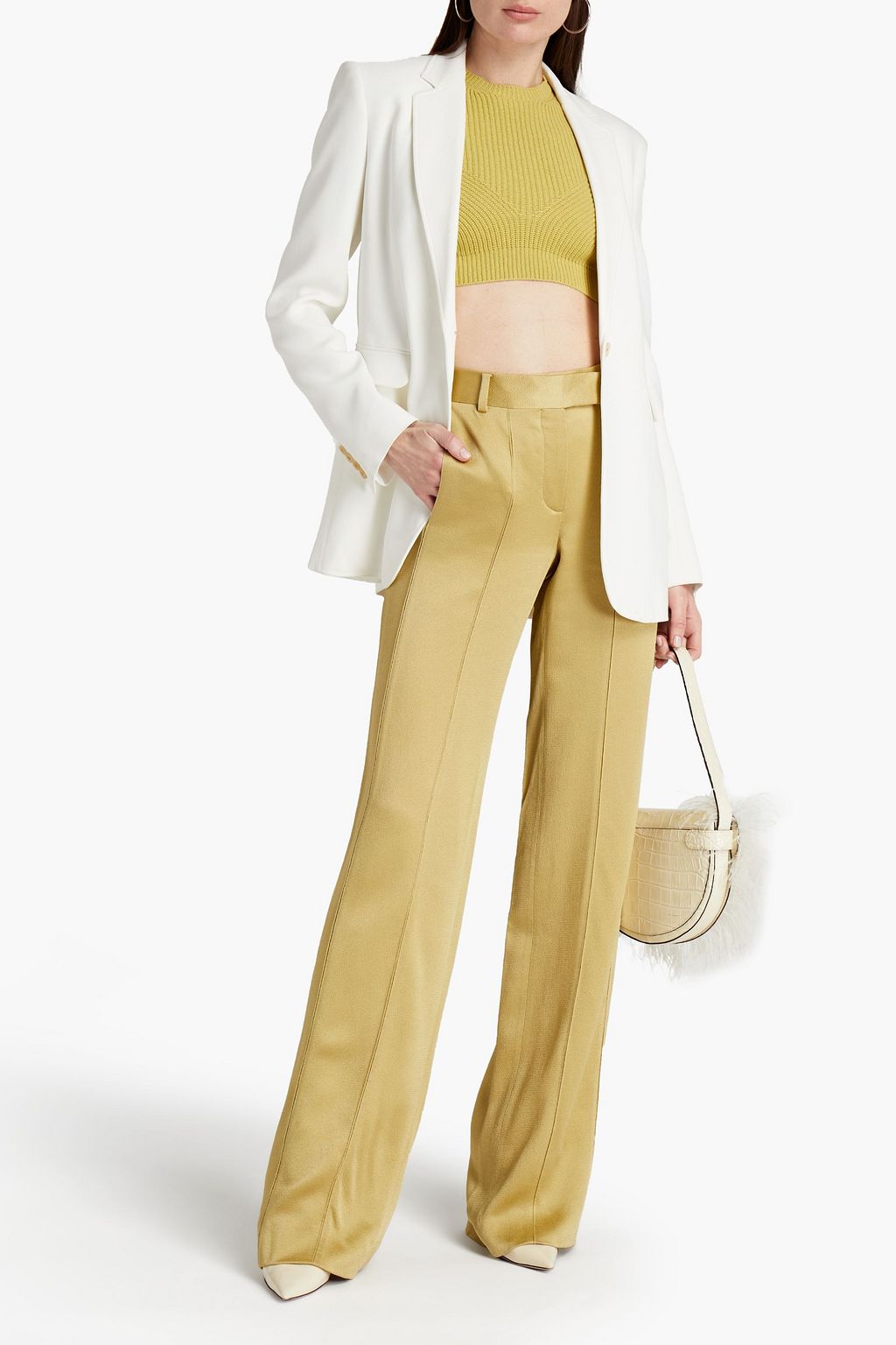 VALENTINO GARAVANI Hammered-satin straight-leg pants