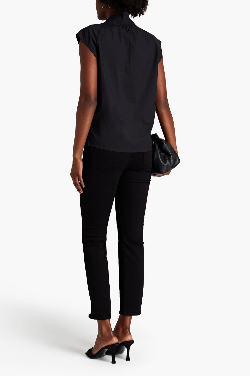FRAME Lindsay pleated cotton-poplin top